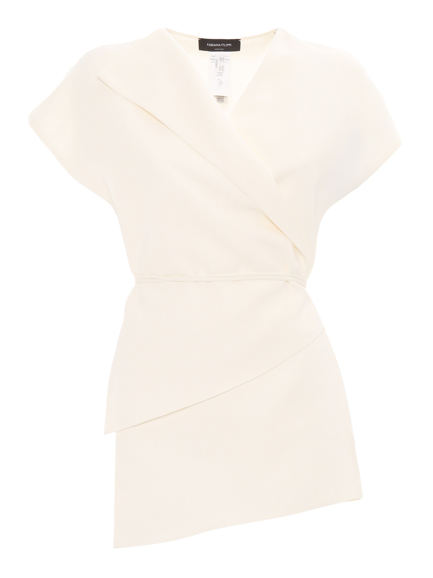 Fabiana Filippi Viscose Linen Wrap Top With Filo Diamante