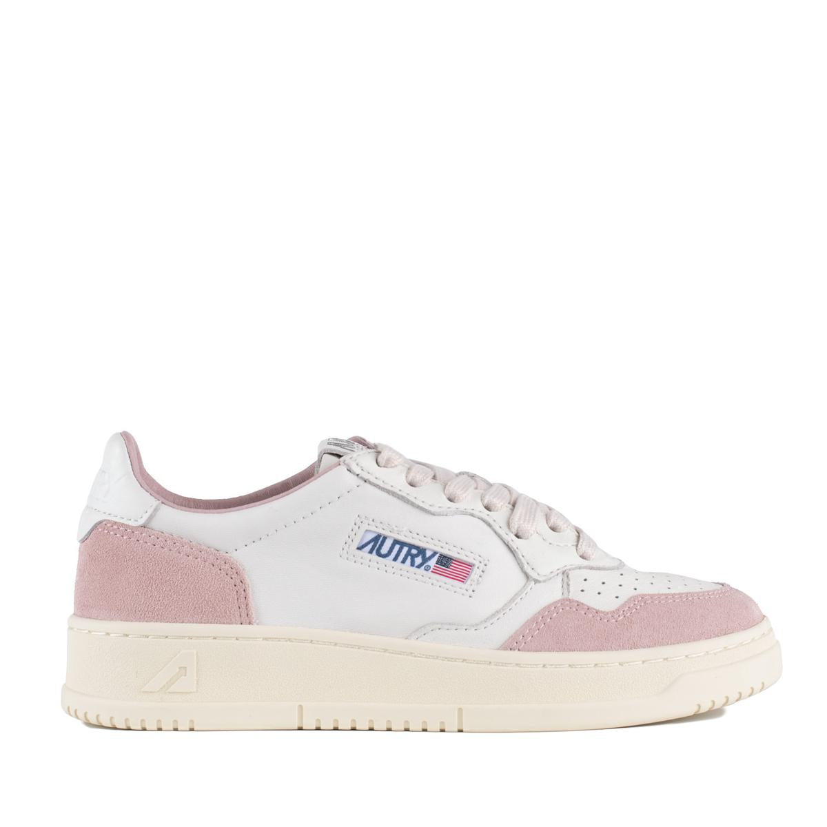 Autry Medalist Low Leather And Suede White And Powder Sneakers