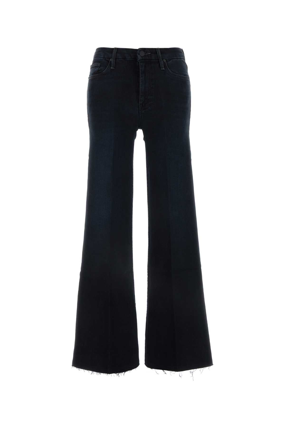 Mother Dark Blue Stretch Denim The Roller Fray Jeans