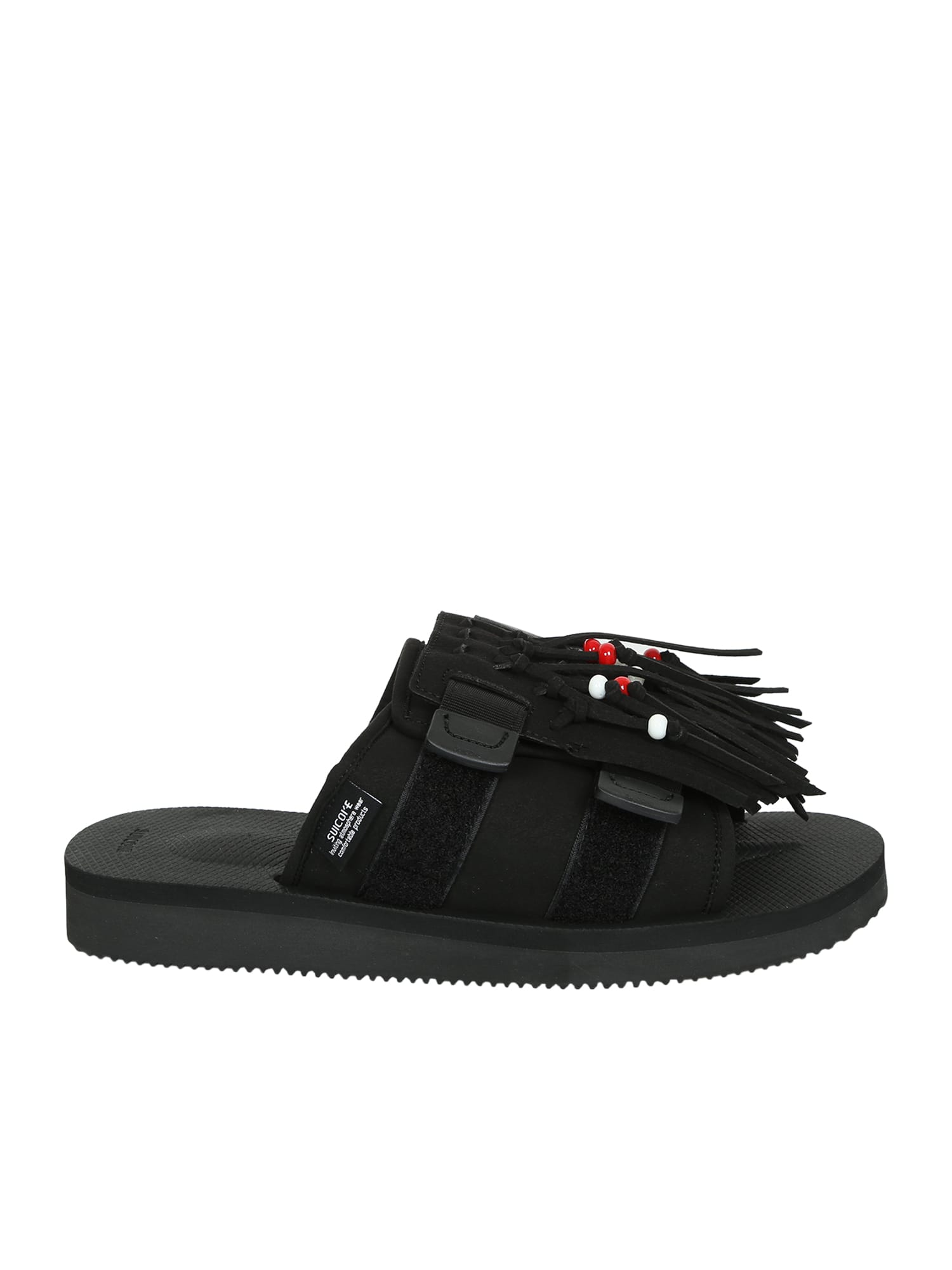 SUICOKE Hoto-cab Fringed Black Sandals