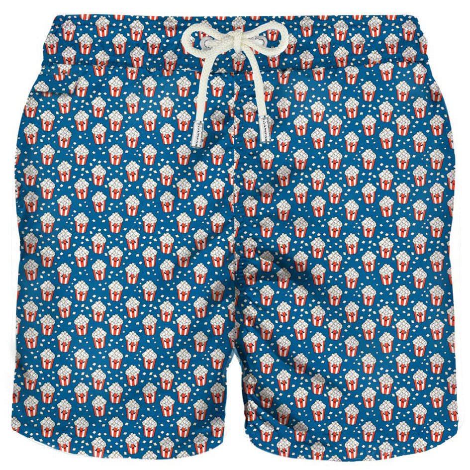 MC2 Saint Barth Man Light Fabric Swim Shorts With Pop Corn Print
