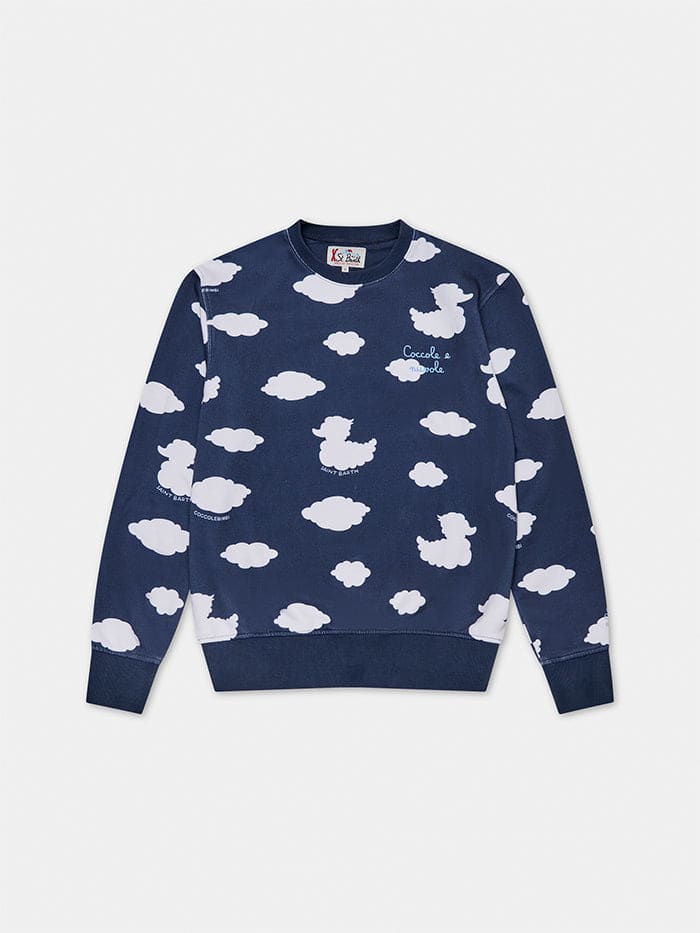 MC2 Saint Barth Crewneck Blue Sweatshirt With Coccole E Nuvole Embroidery Coccolebimbi Special Edition