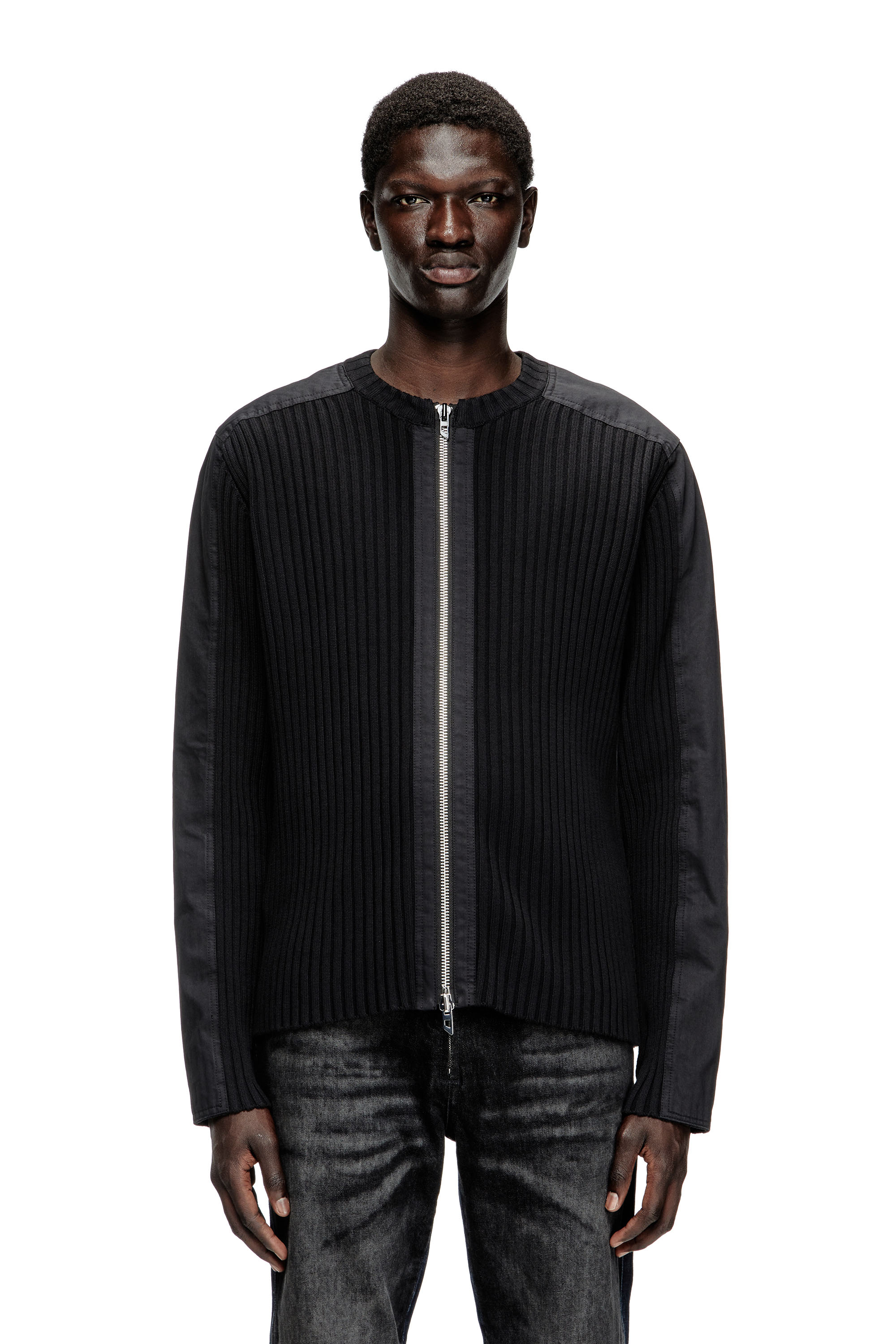 Diesel - Zipped cardigan with utilitarian panels - Knitwear - Man - To Be Defined