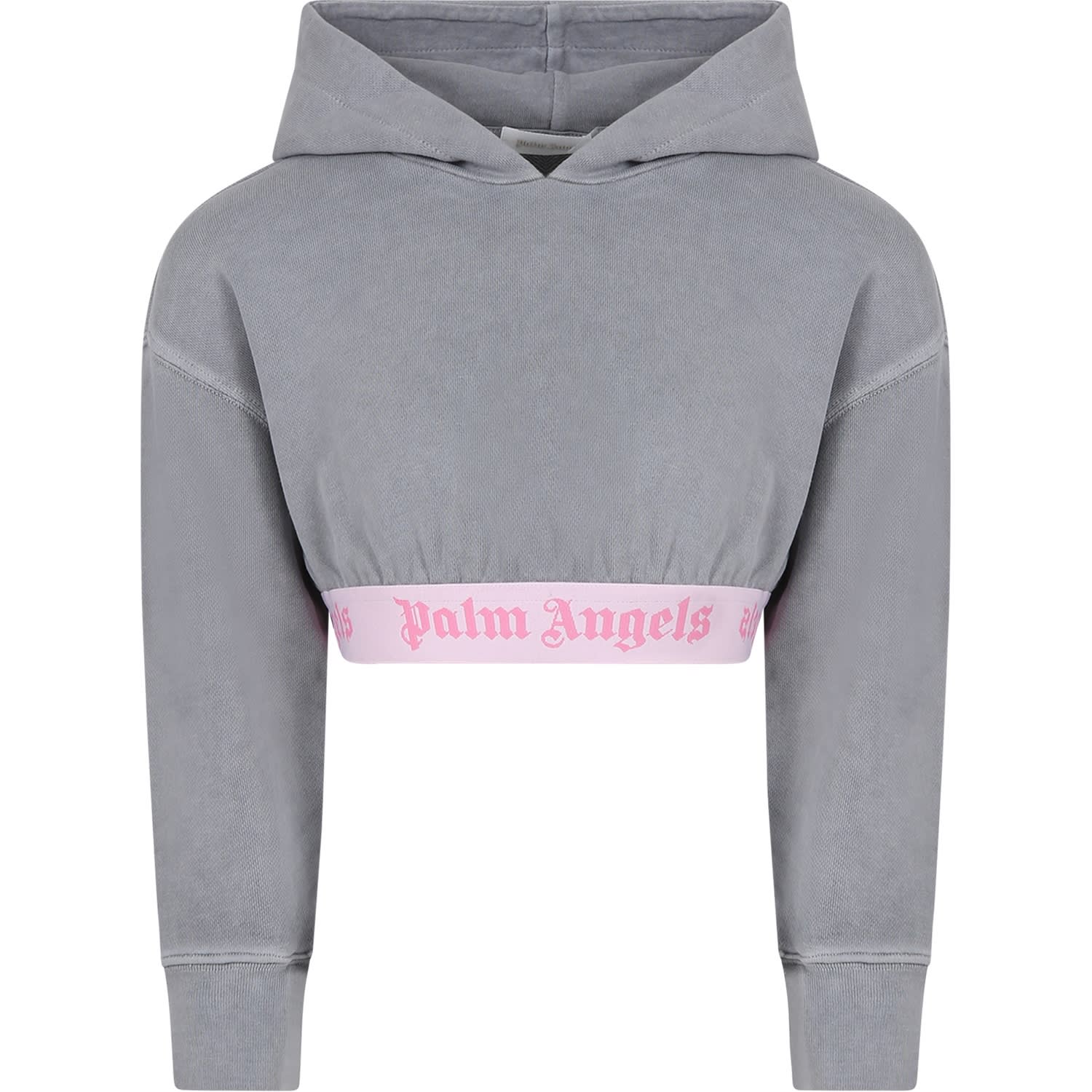 Palm Angels Grey Sweatshirt For Girl With Logo