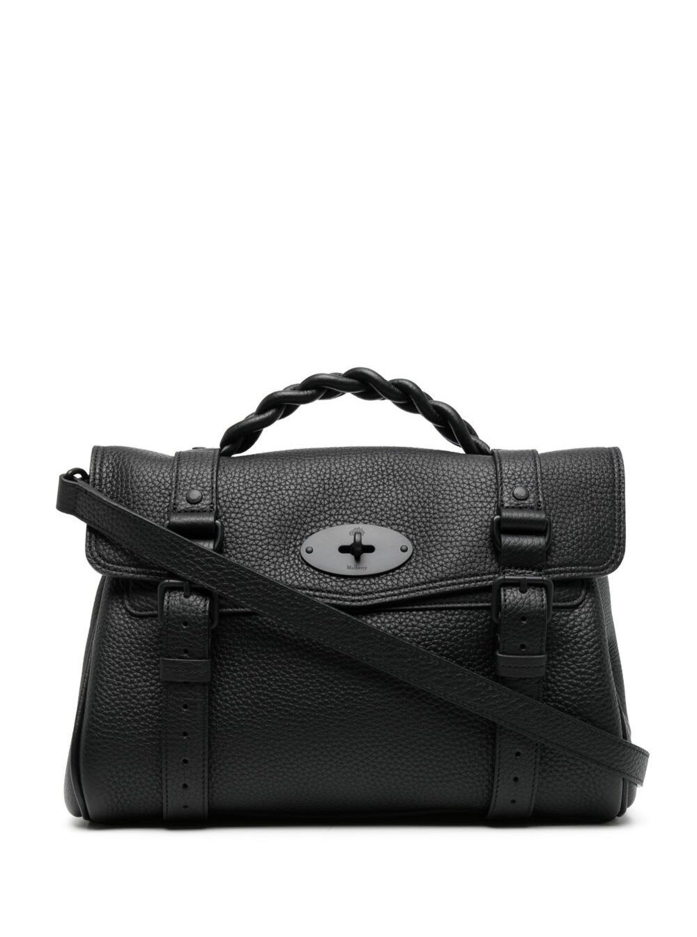 Alexa Heavy Black Leather Handbag Mulberry Woman