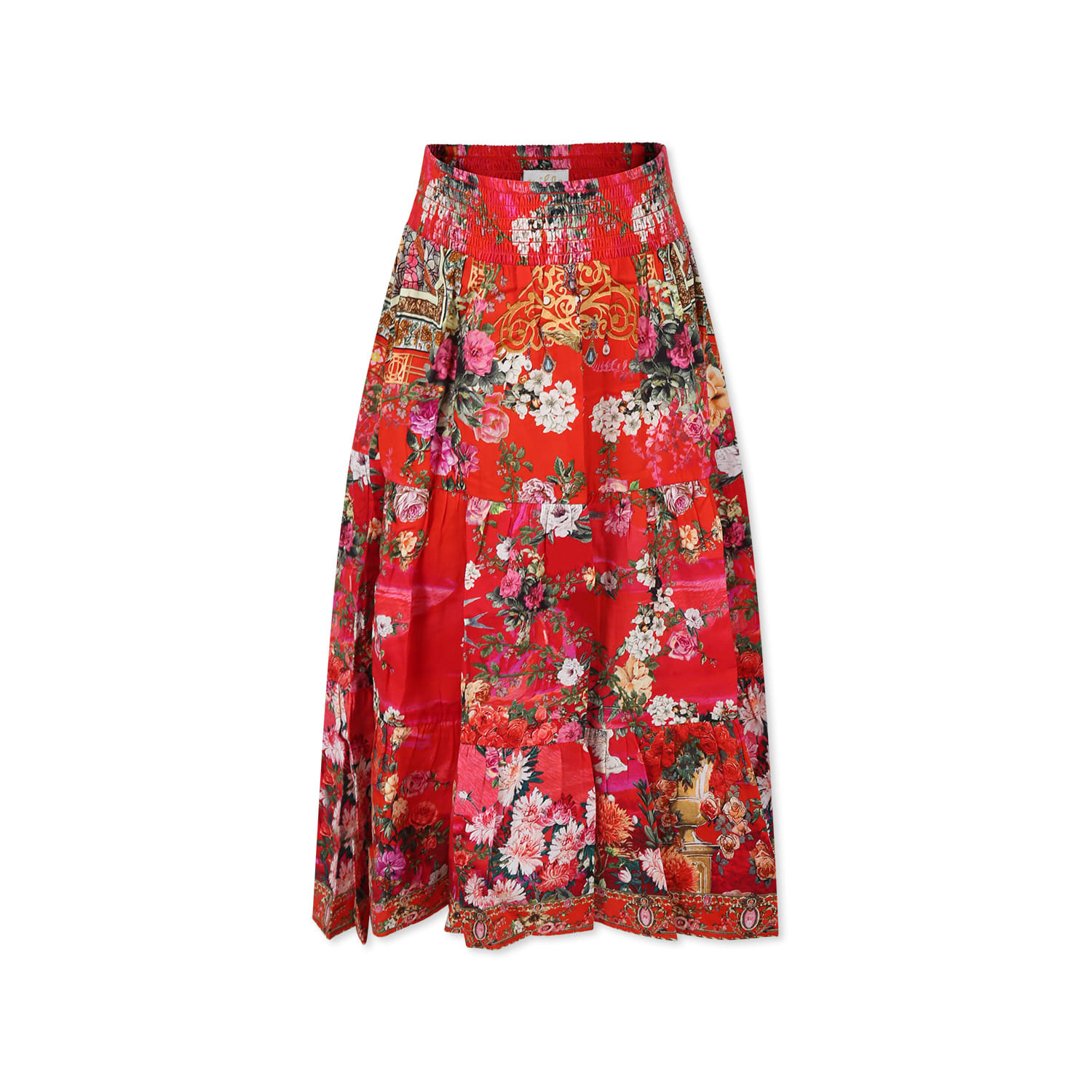 Camilla Red Skirt For Girl With Floral Print