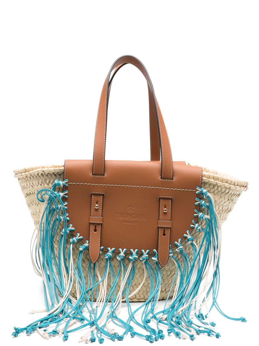 Cuba Lab 'Tropicana Kenia' Camel And Blue Tote Bag