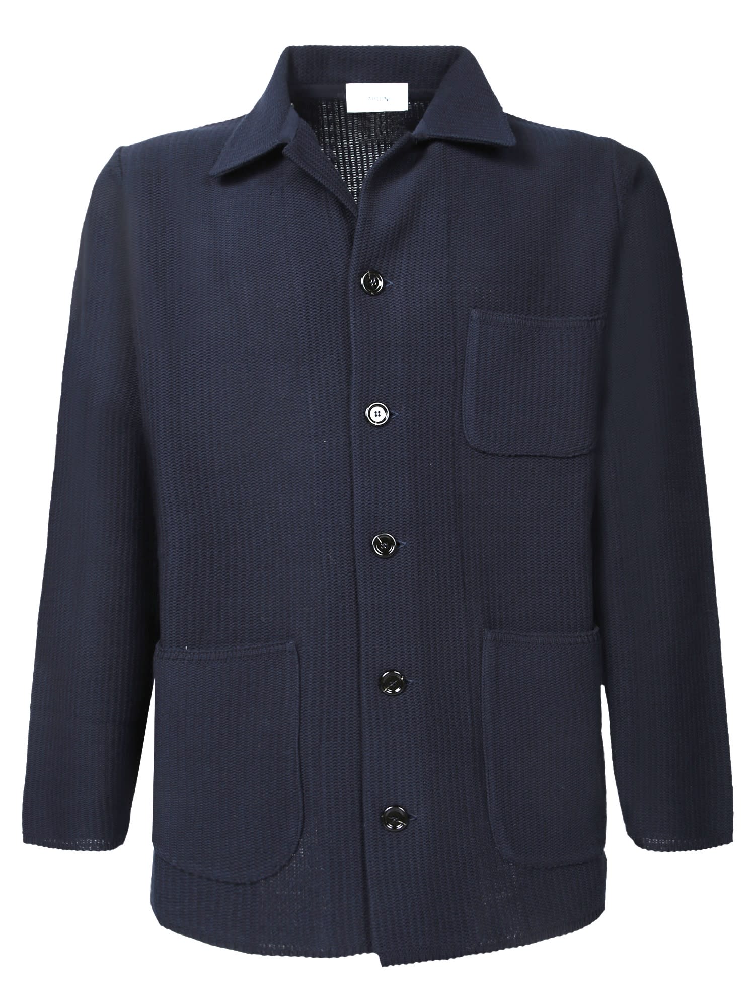 Lardini Bowl Crepe Blue Overshirt