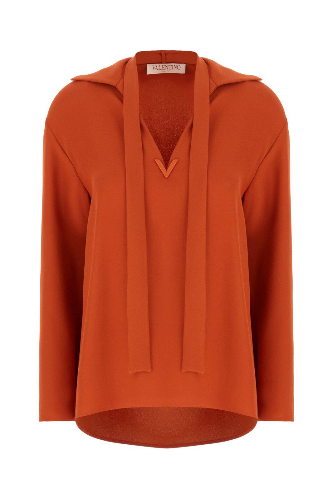 Valentino Vlogo Plaque V-neck Blouse