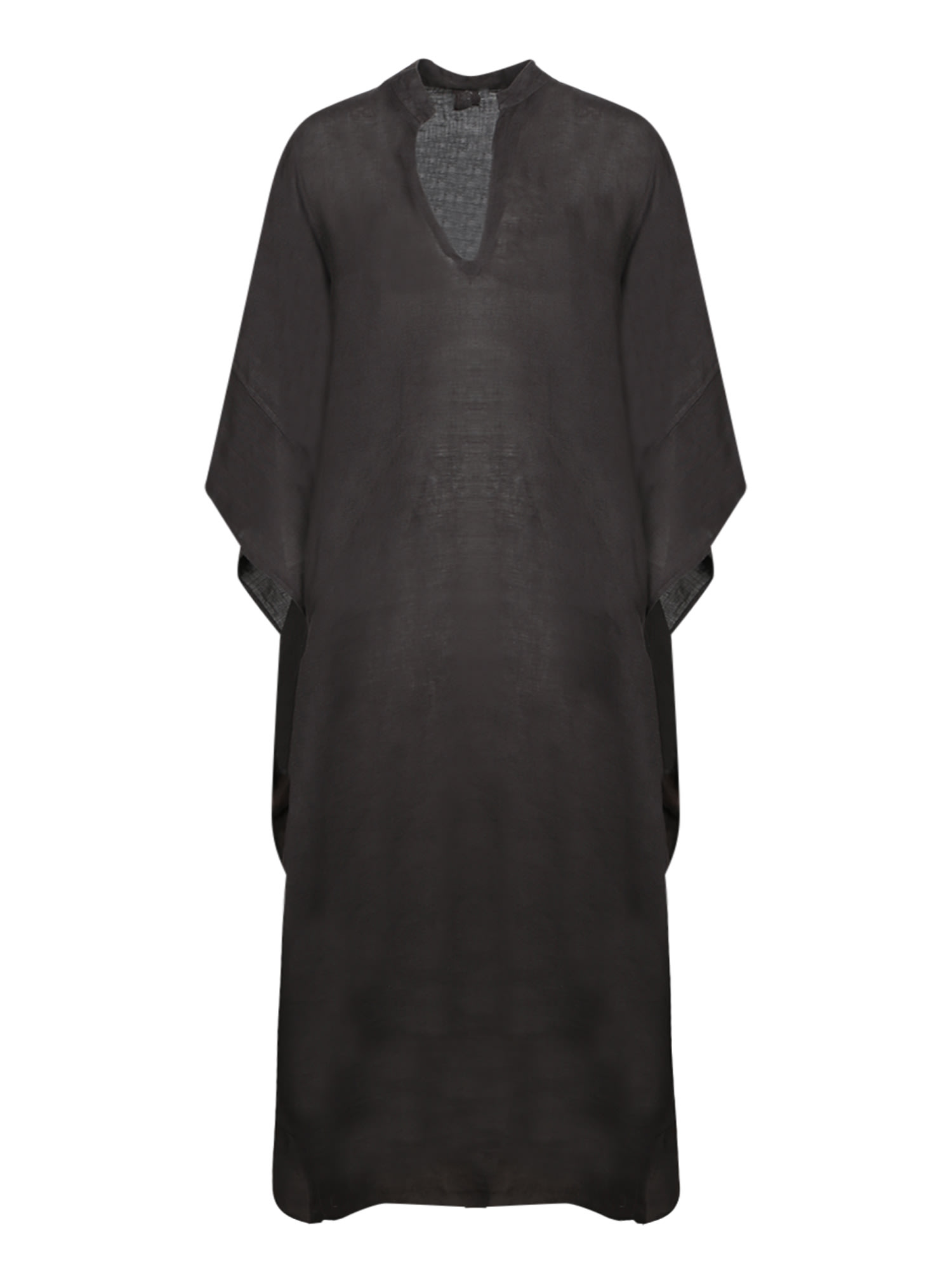 120% Lino Black Linen Kaftan Dress