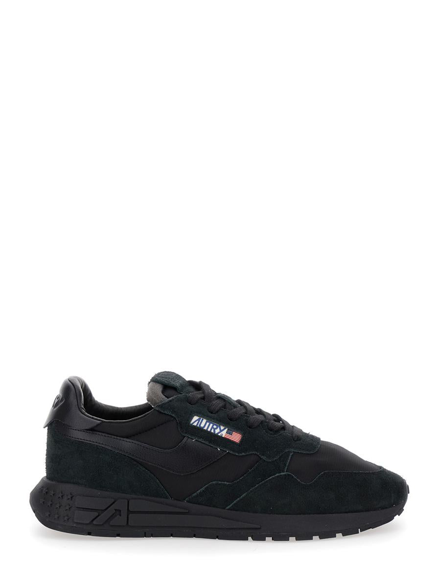 'Reelwind' Black Low Top Sneakers With Logo Patch Ontongue And Side In Suede Man