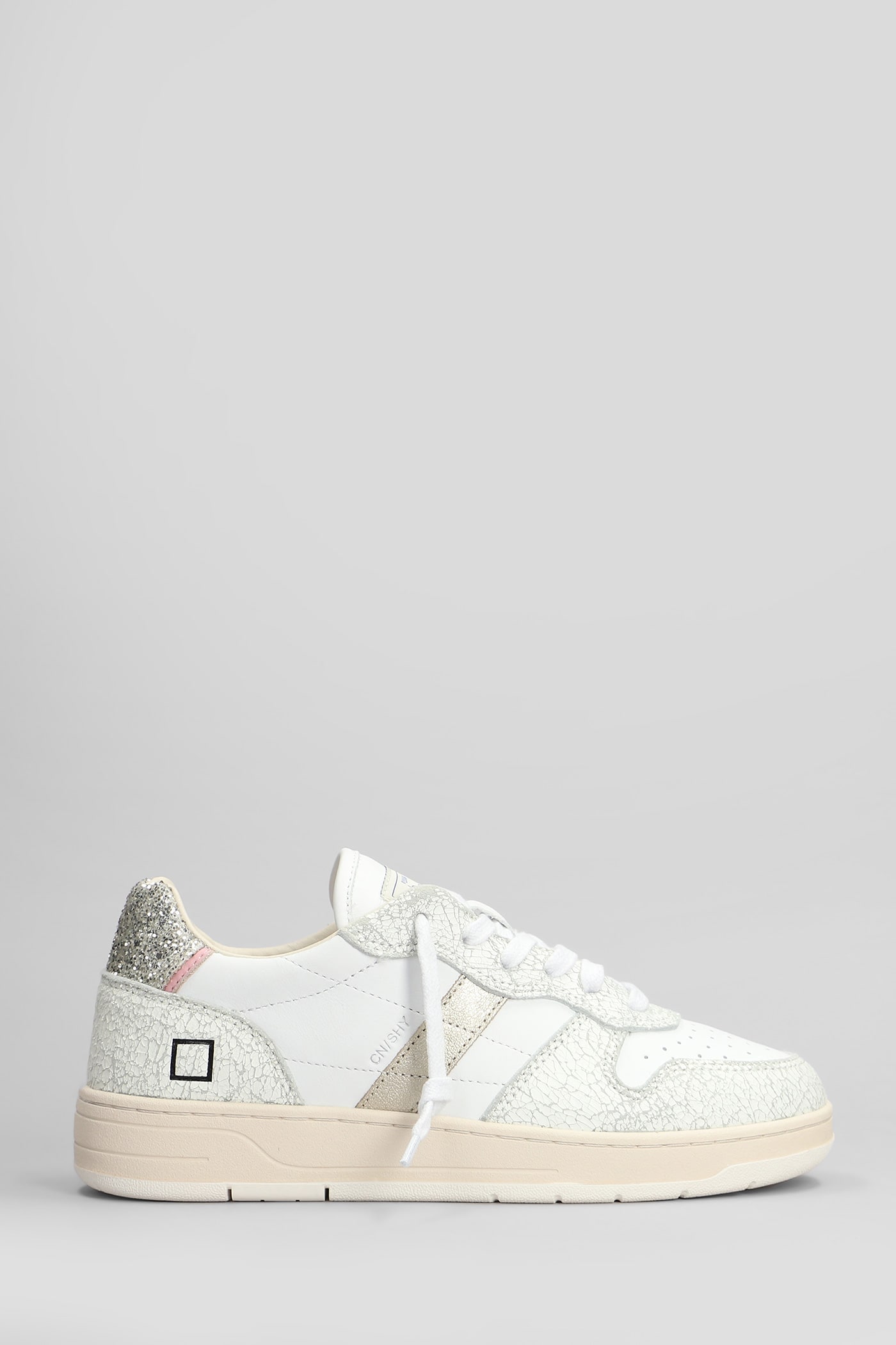 D. A.T. E. Court Shiny Sneakers In White Leather