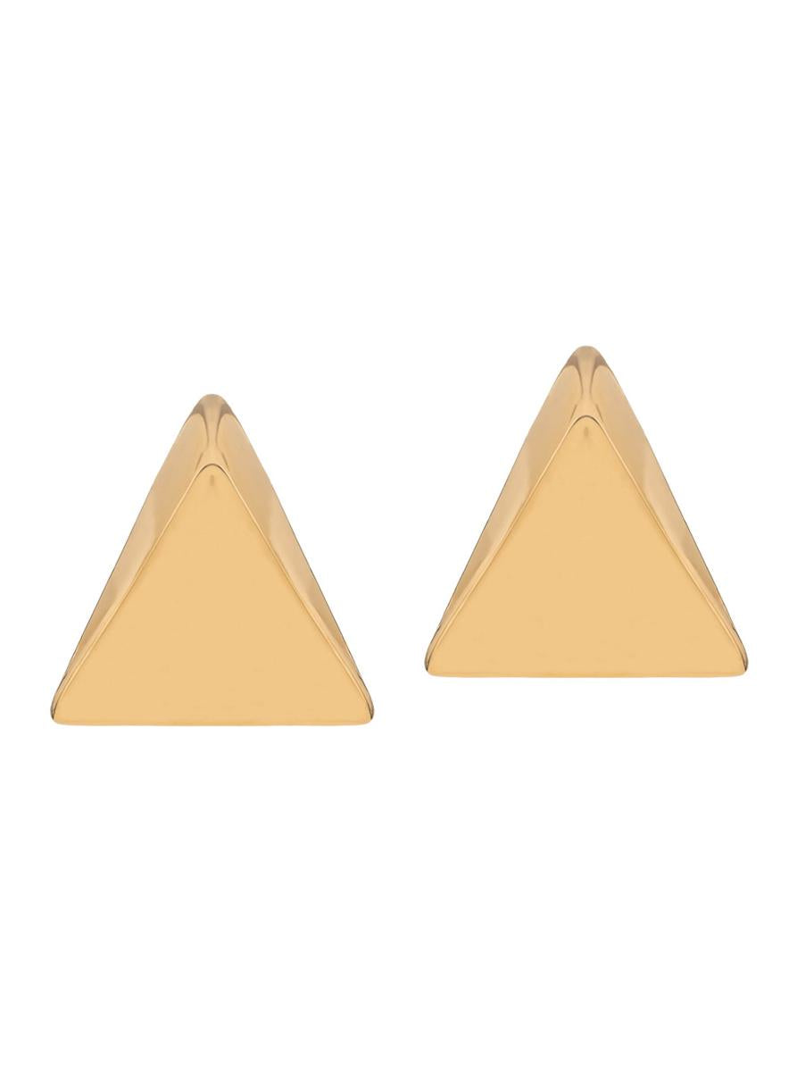 'Virtual' Metallic Earings With Butterfly Clasp Closure And Triangular Shape In Gold Plated Bronze Woman