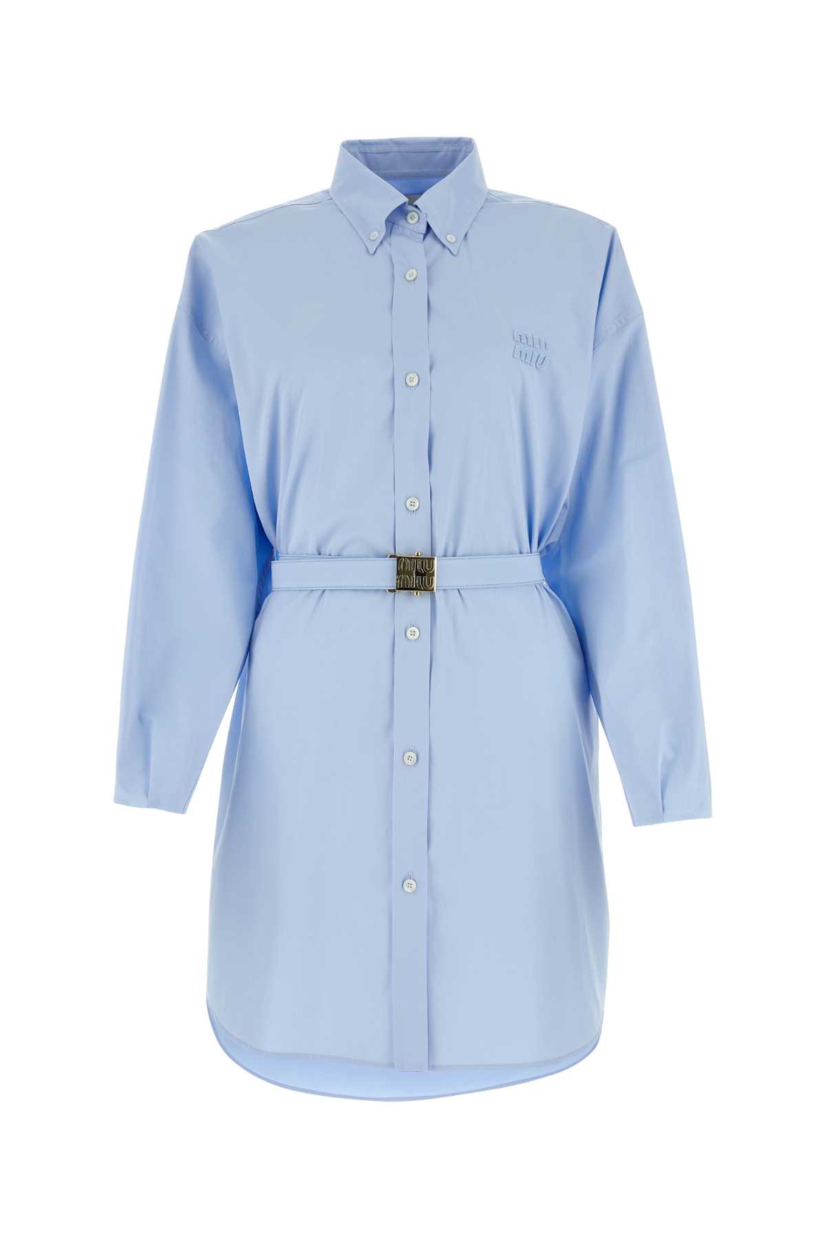 Miu Miu Light Blue Poplin Shirt Dress