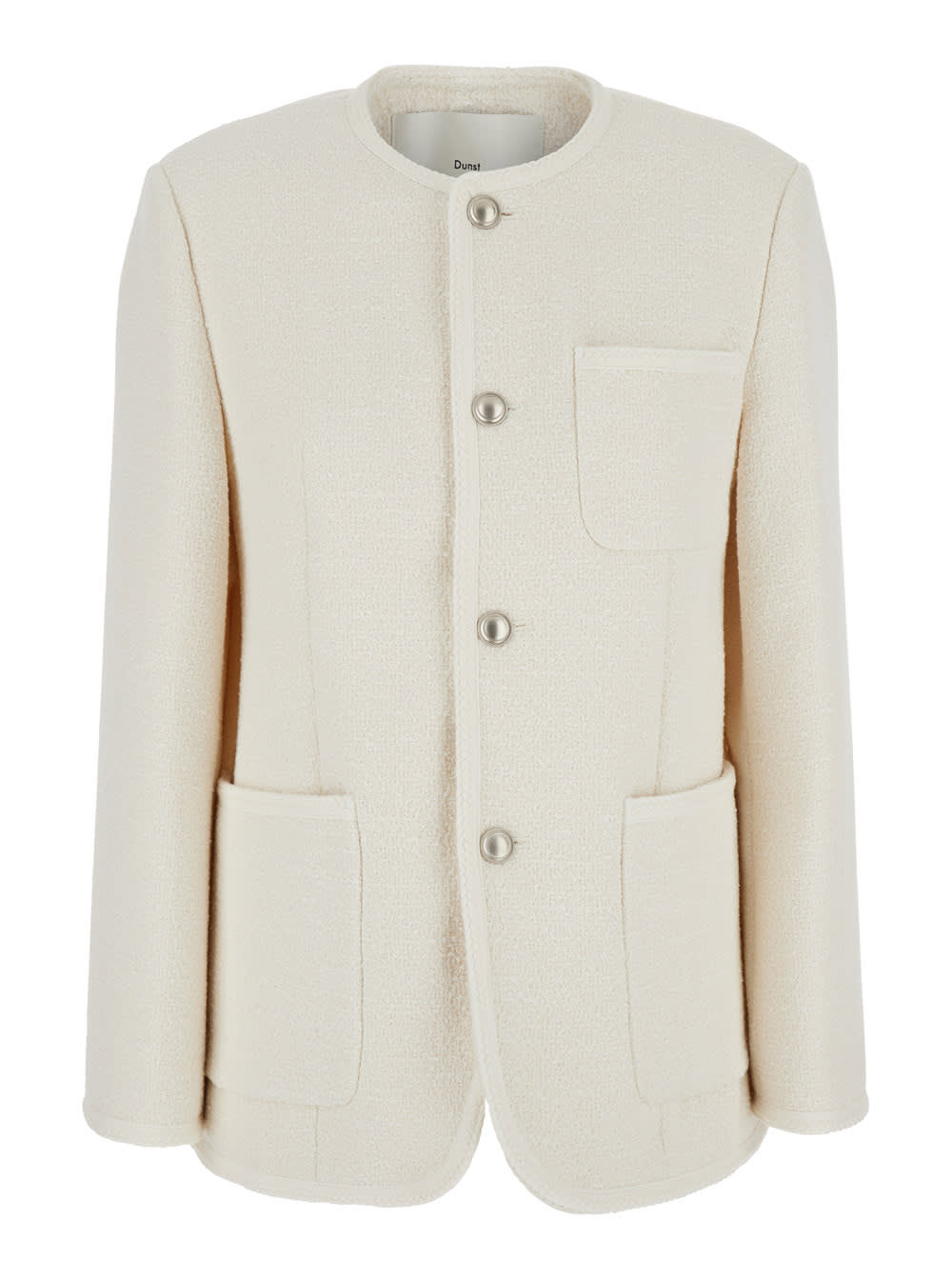 Dunst White Oversize Collarless Jacket In Cotton Blend Woman