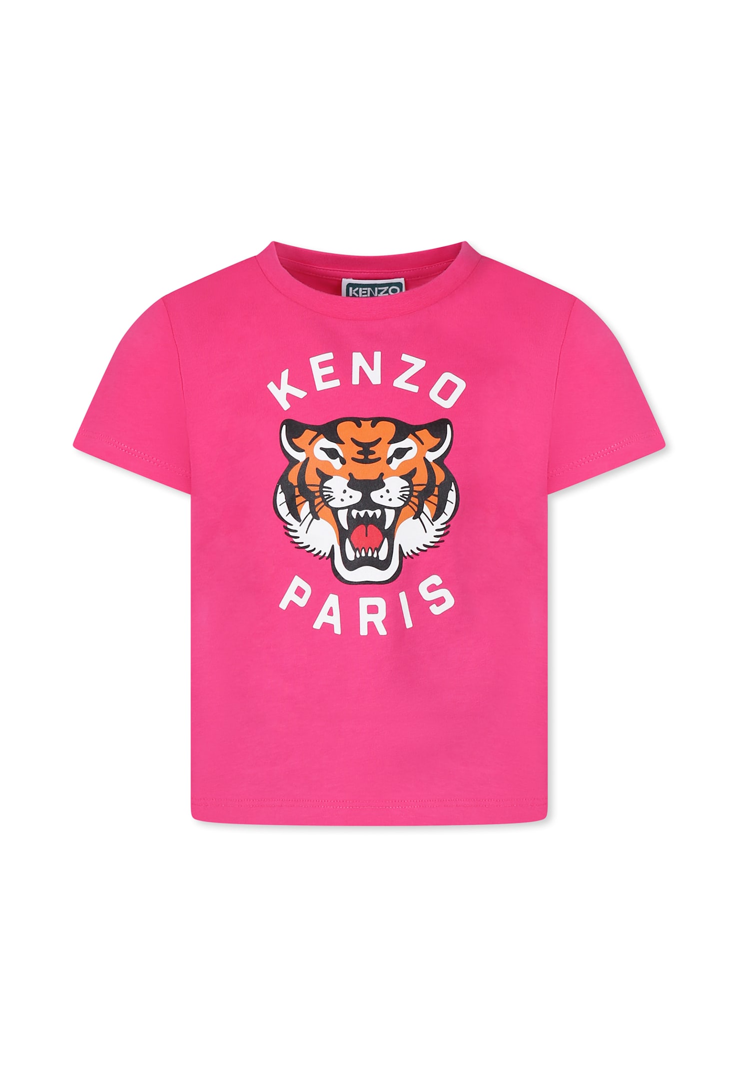 Kenzo Kids Fuchsia T-shirt For Girl With Lucky Tiger