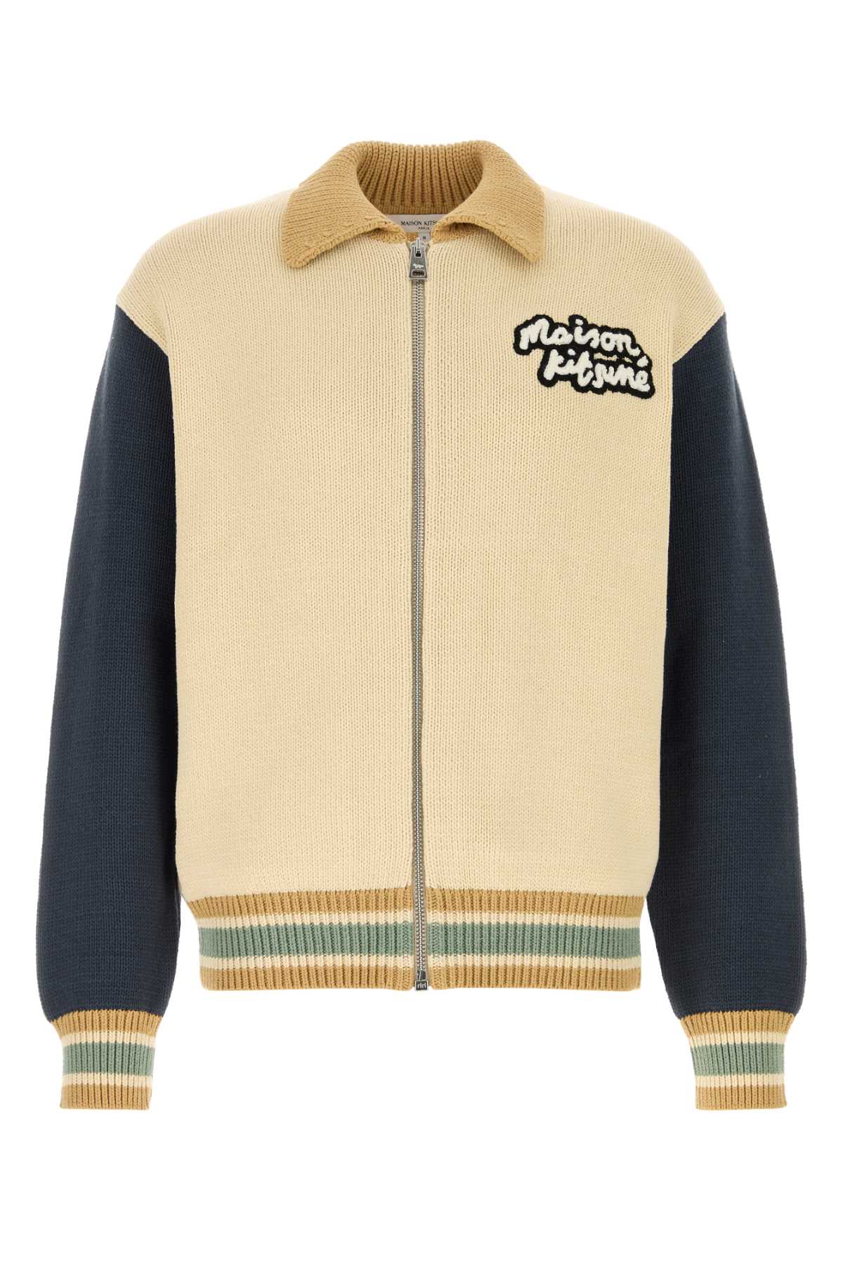 Maison Kitsuné Cream Cotton Blend Cardigan