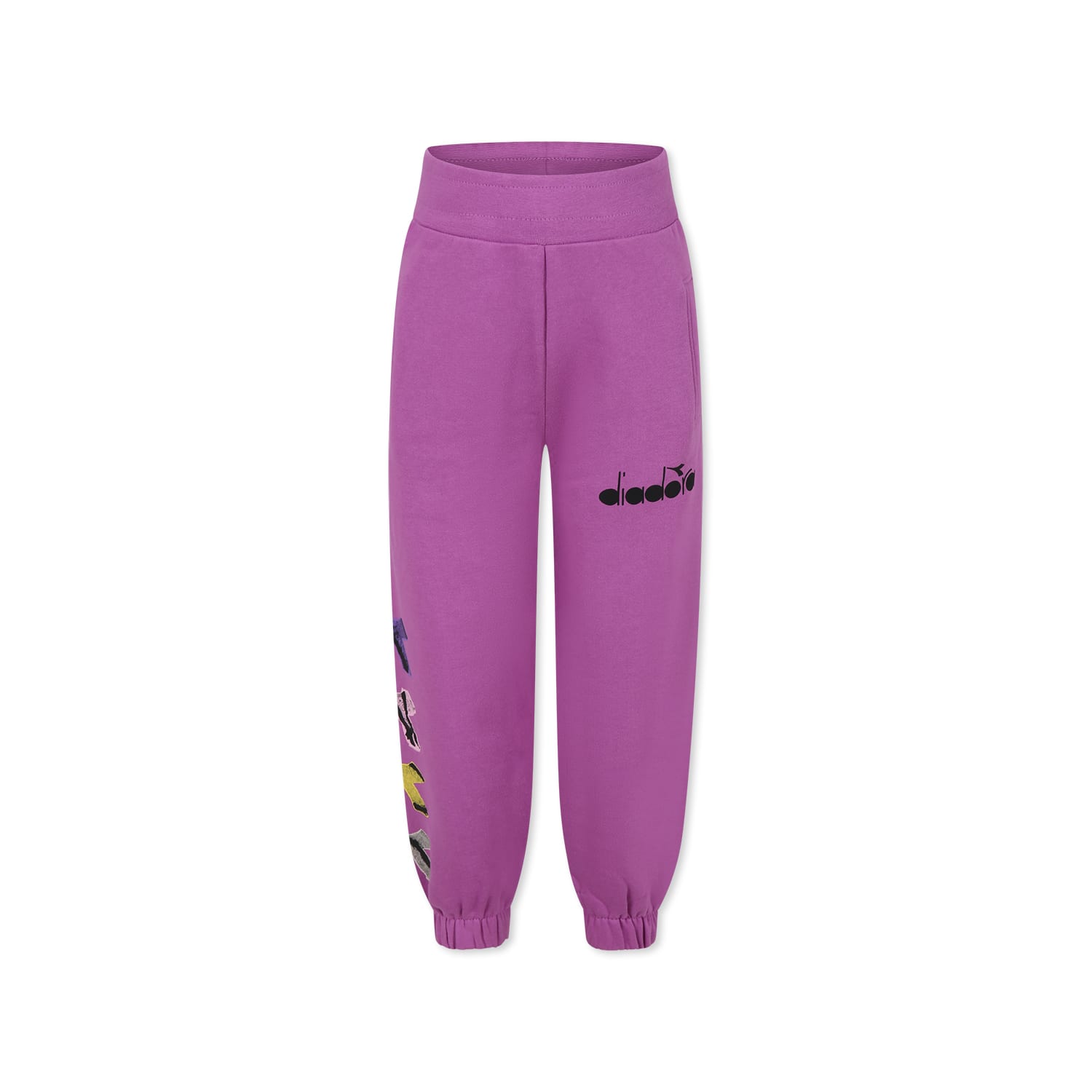 Diadora Purple Trousers For Girl With Logo