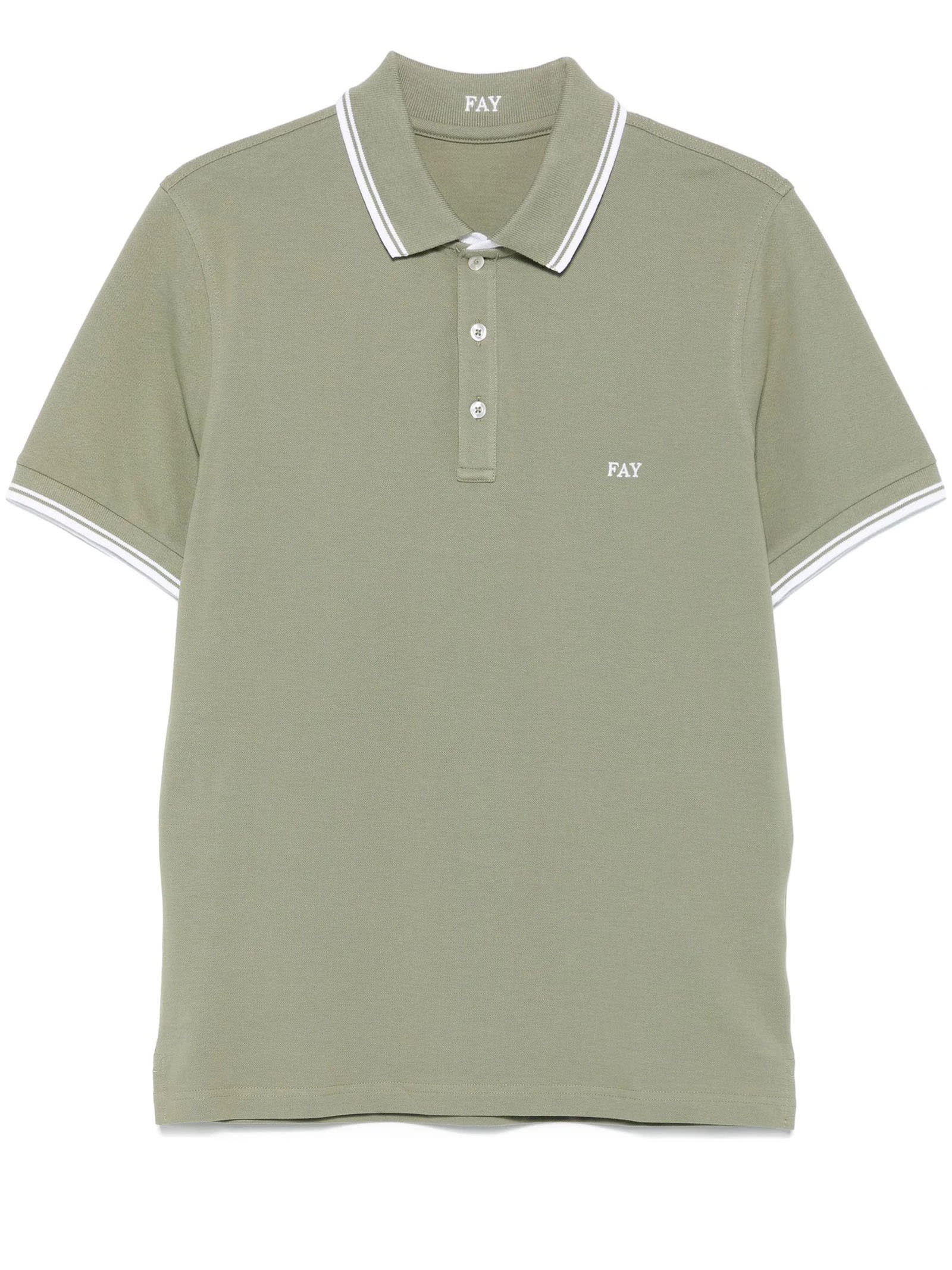 Fay Green Cotton Pique Polo Shirt