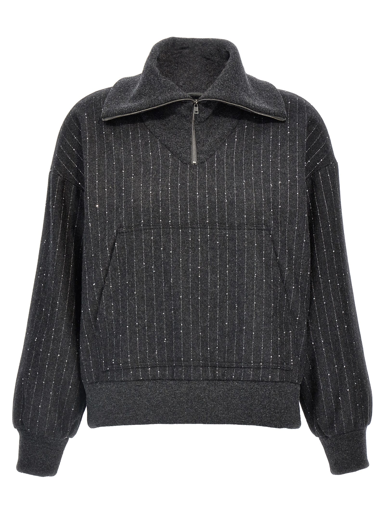 Herno Sequin Half-zip Sweatshirt