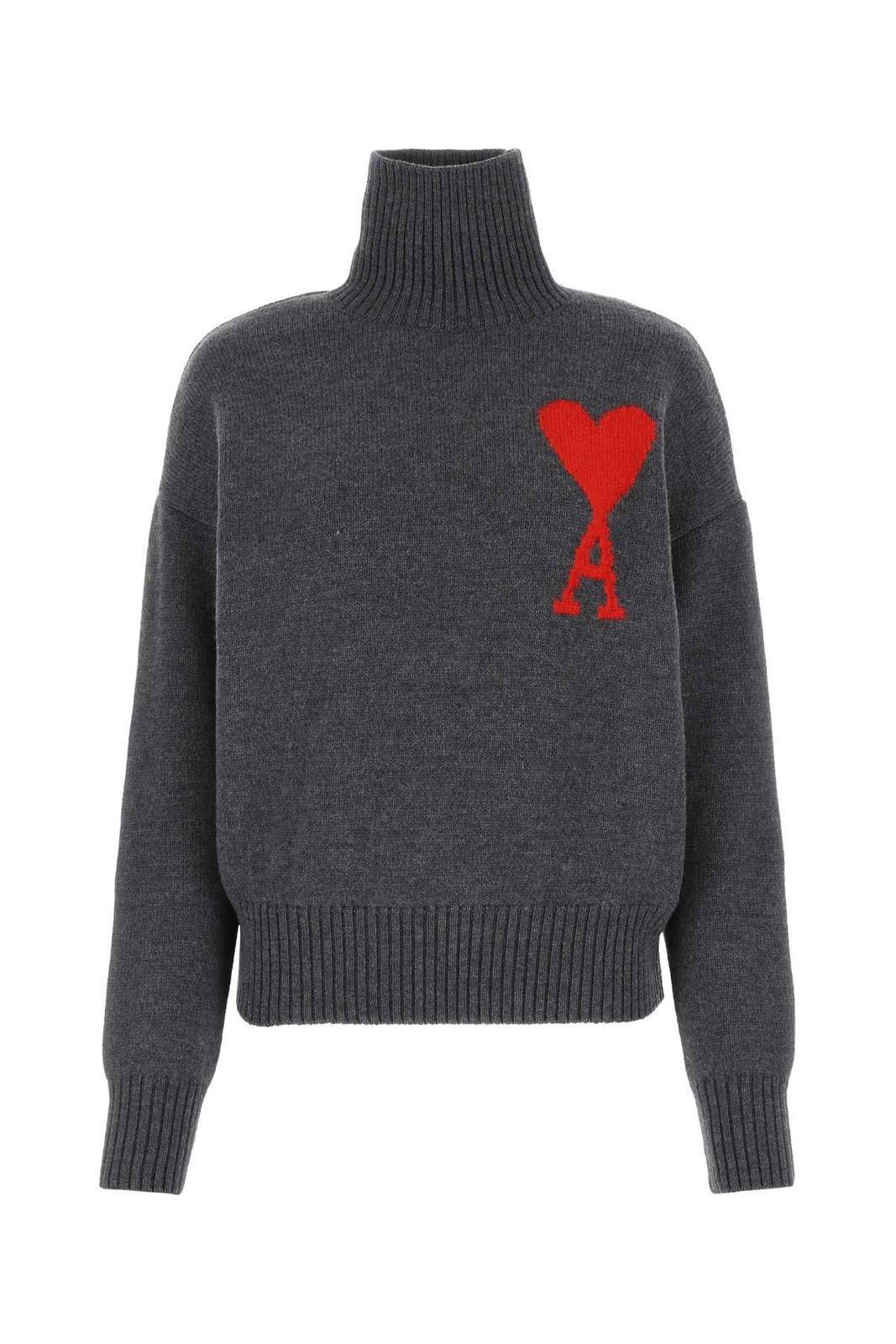Ami Alexandre Mattiussi Paris De Coeur Roll Neck Knitted Jumper