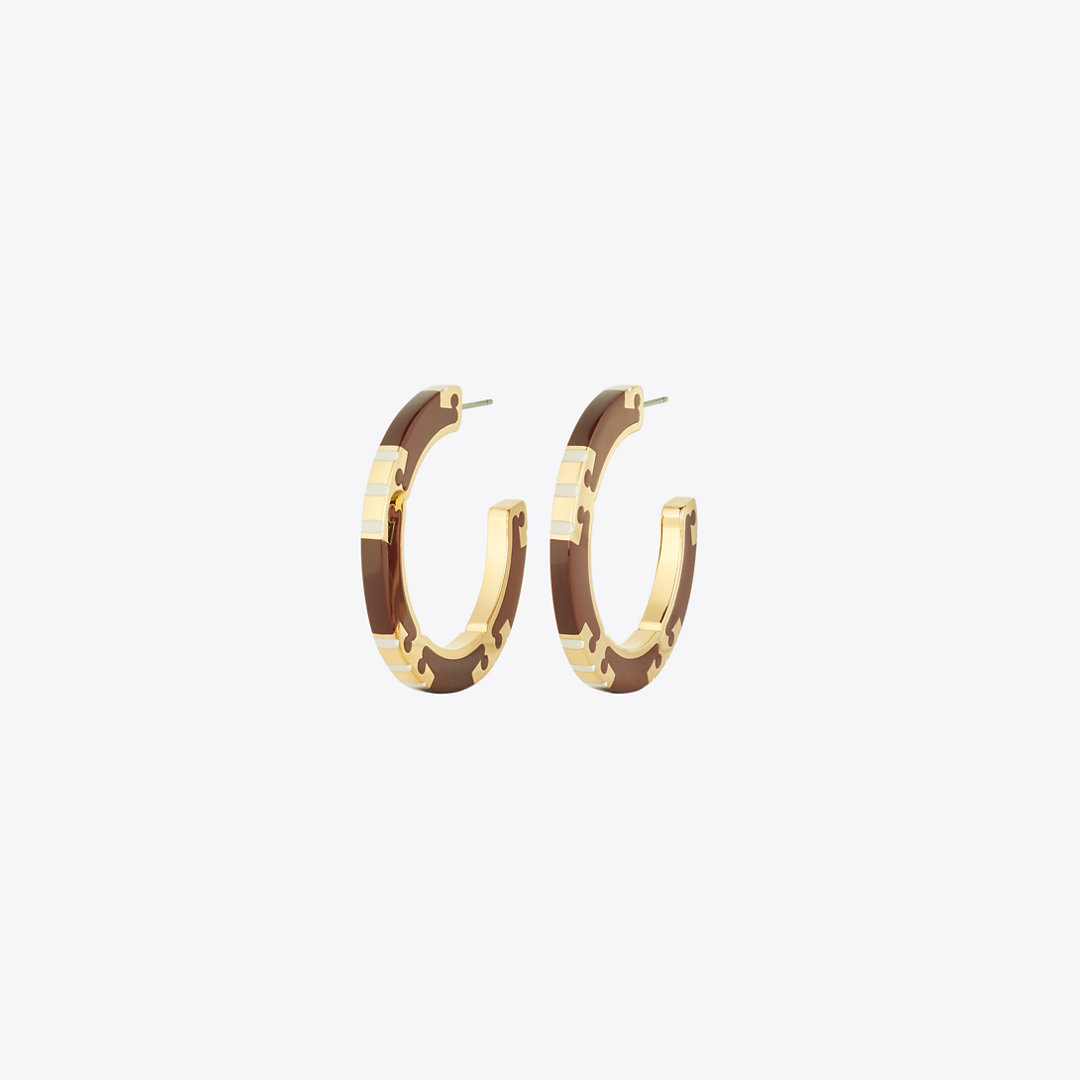 Tory Burch T Stripe Hoop Earrings