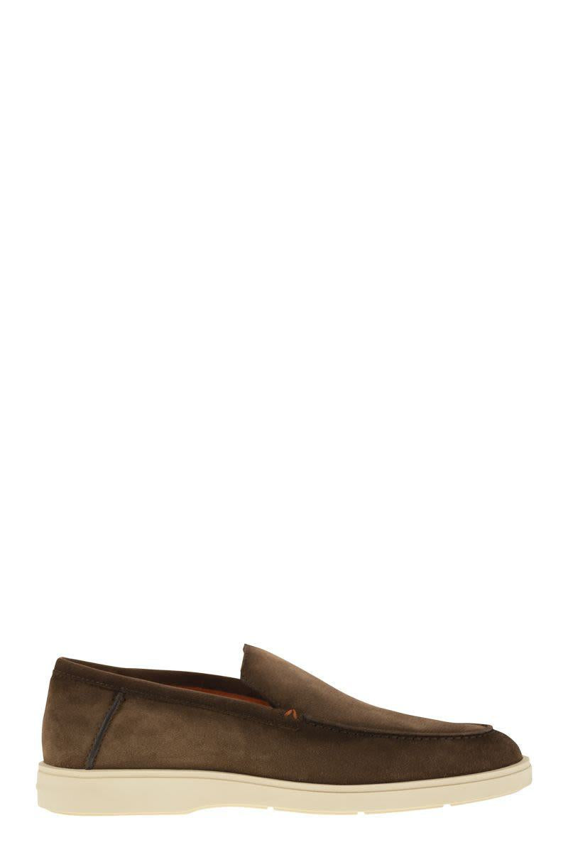 Santoni 麂皮莫卡辛鞋