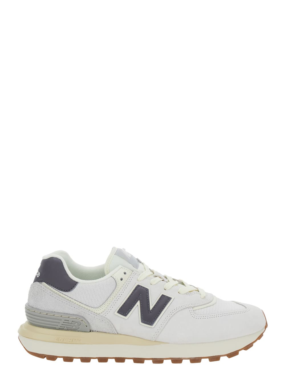 New Balance White Low Top Sneakers With Logo Patch In Suede And Tech Fabric Man