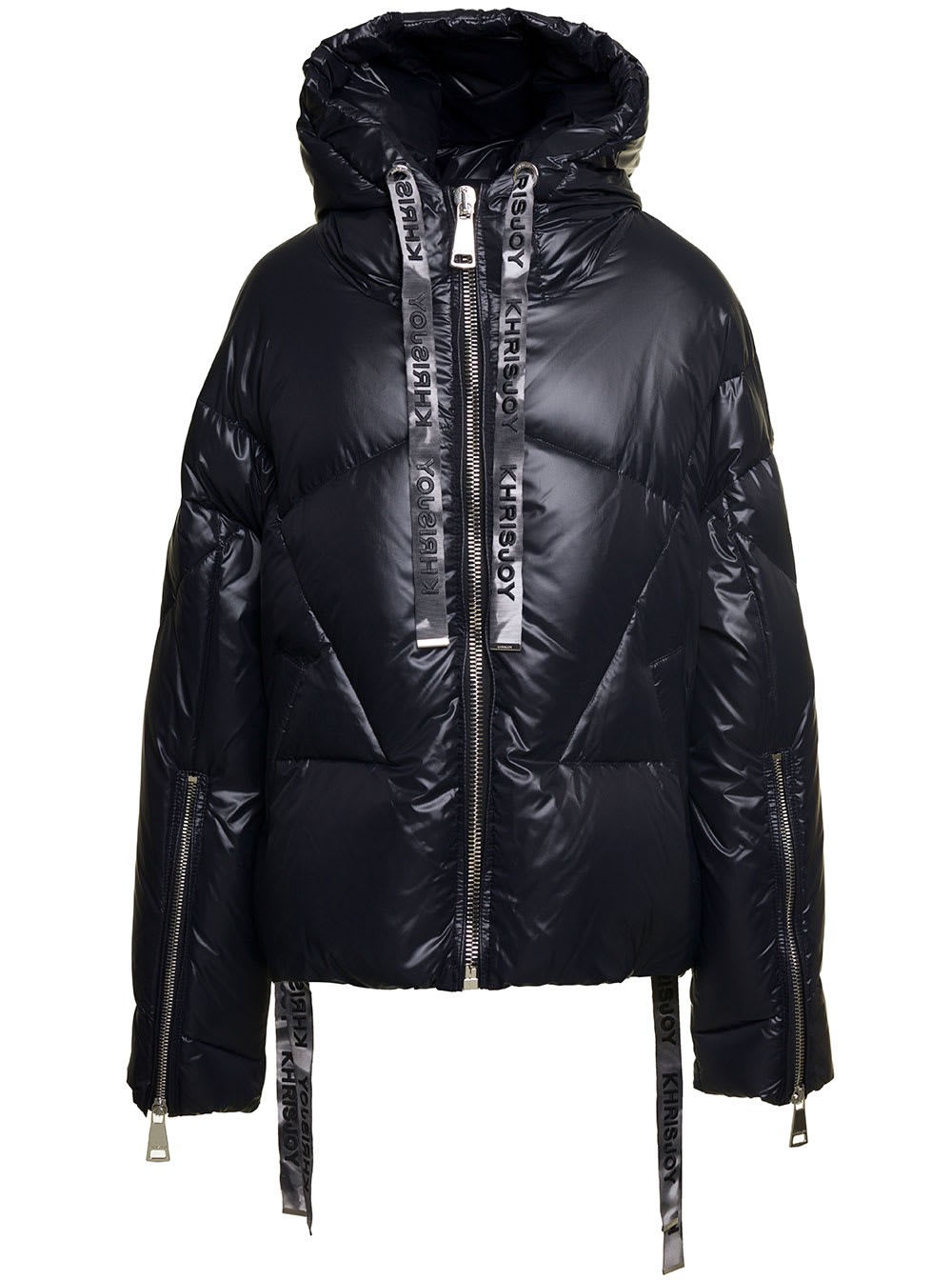 Khrisjoy Black puff Khris Iconic Oversized Down Jacket With Hood In Polyester Woman