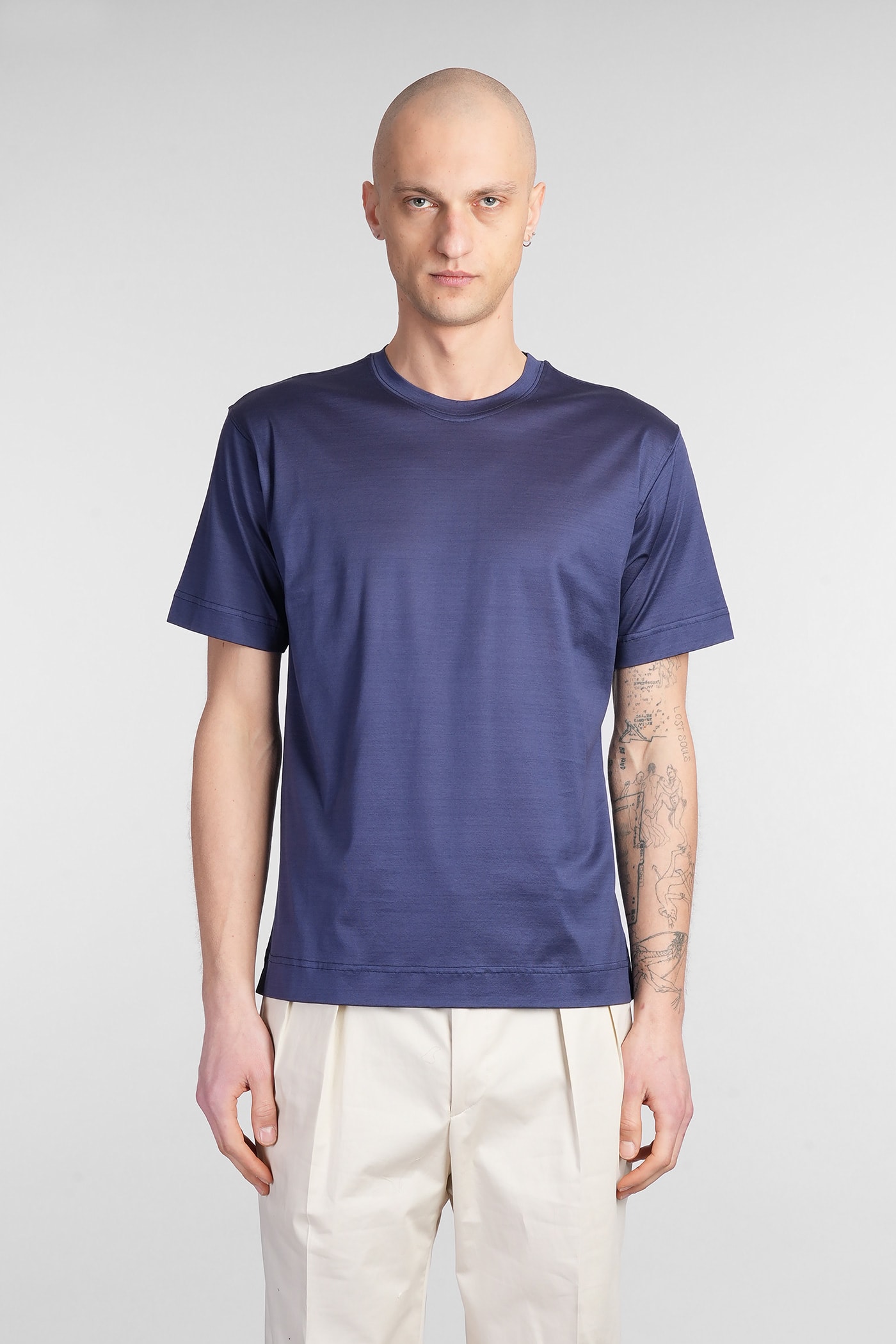Tagliatore 0205 T-shirt In Blue Cotton