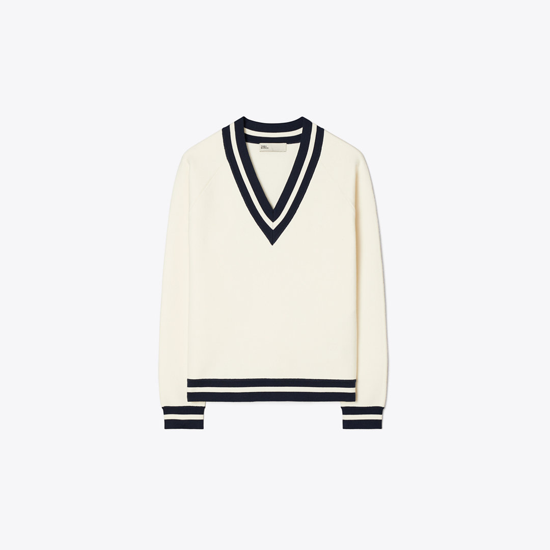 Tory Burch Merino Wool V-Neck Sweater