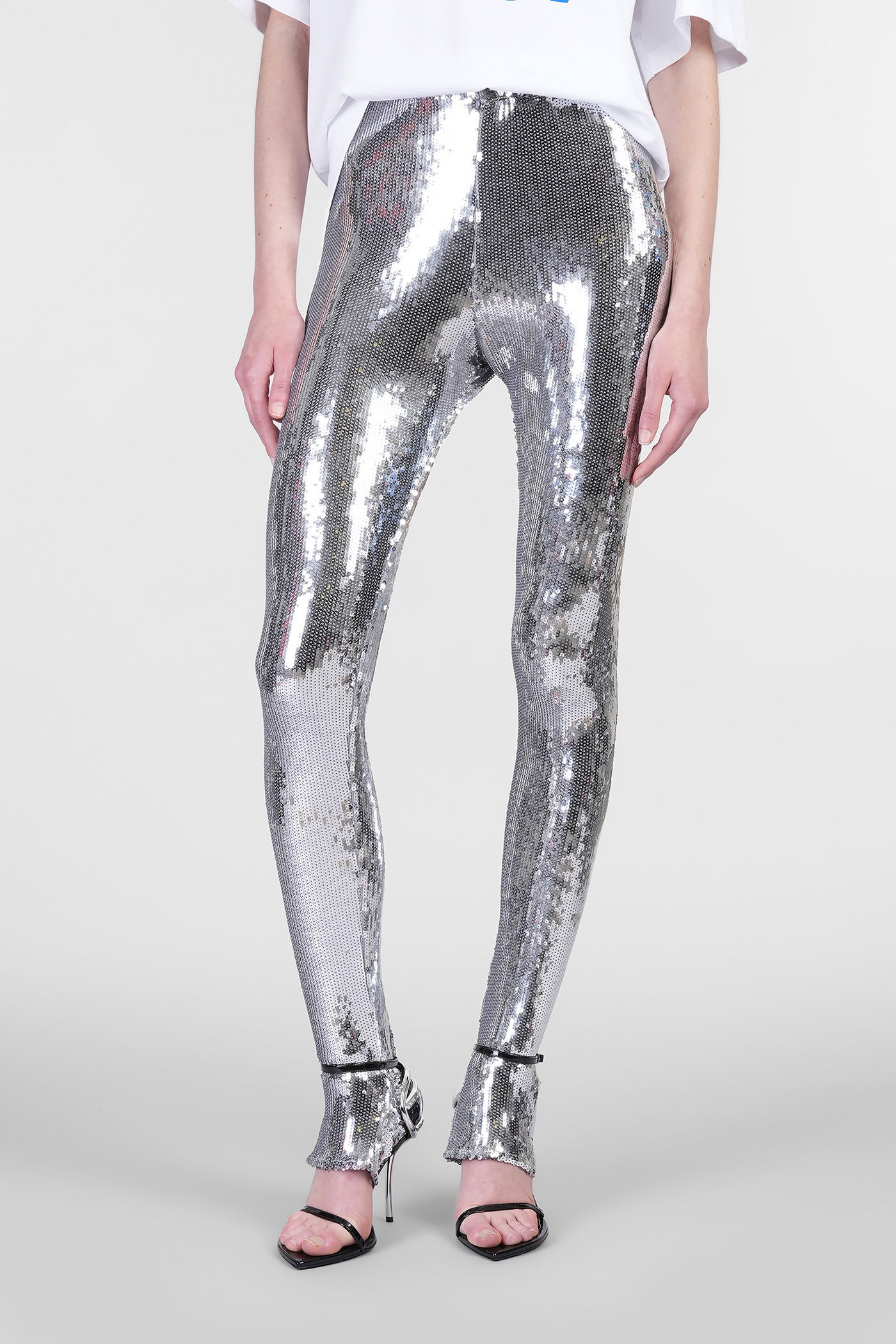 Fiorucci Leggings In Silver Viscose