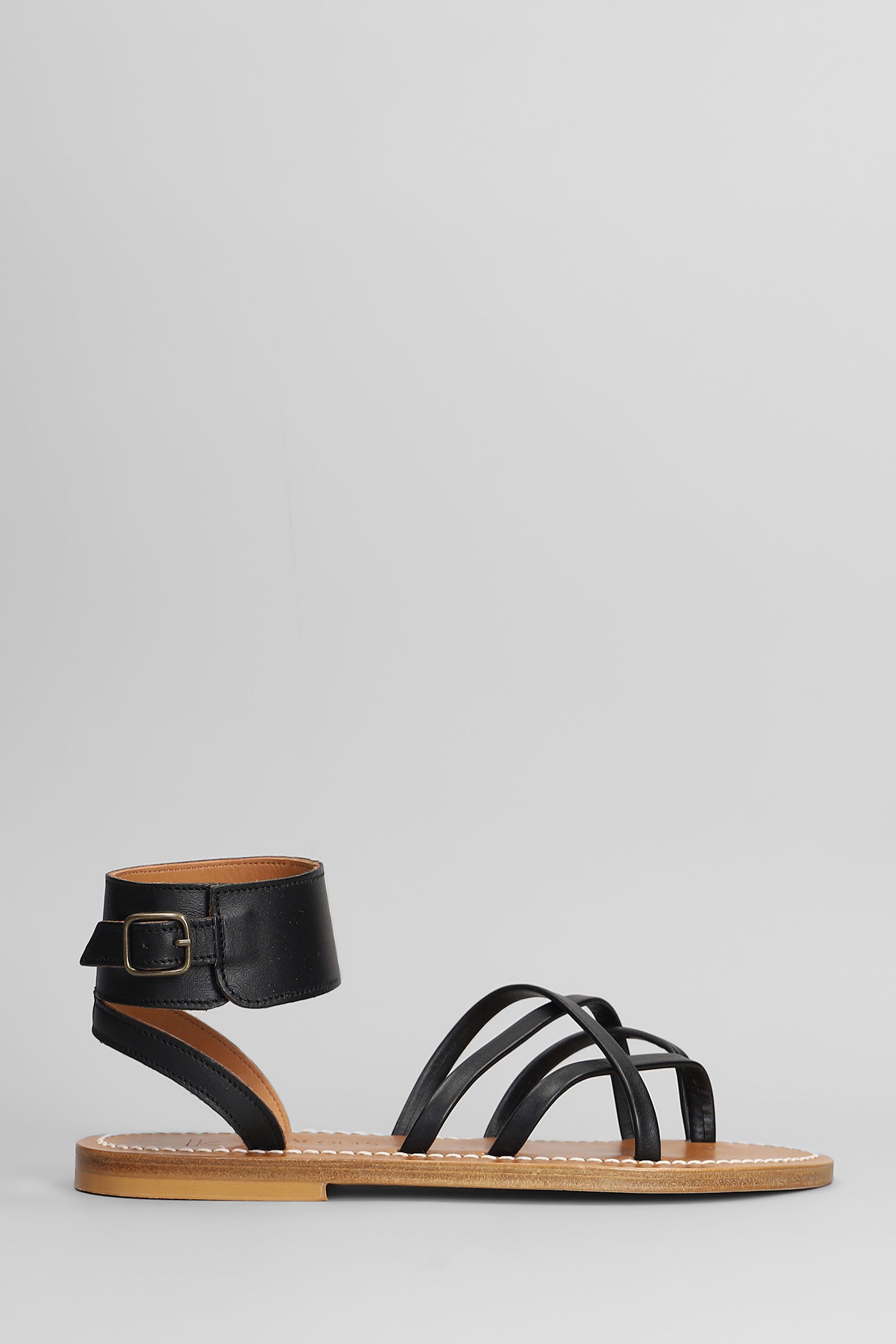 K. Jacques Selyse F Flats In Black Leather