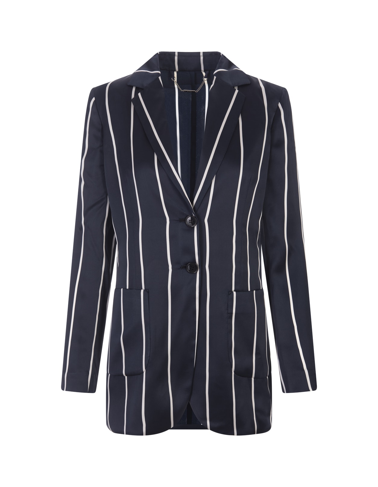 Kiton Blue Striped Silk Single-breasted Blazer