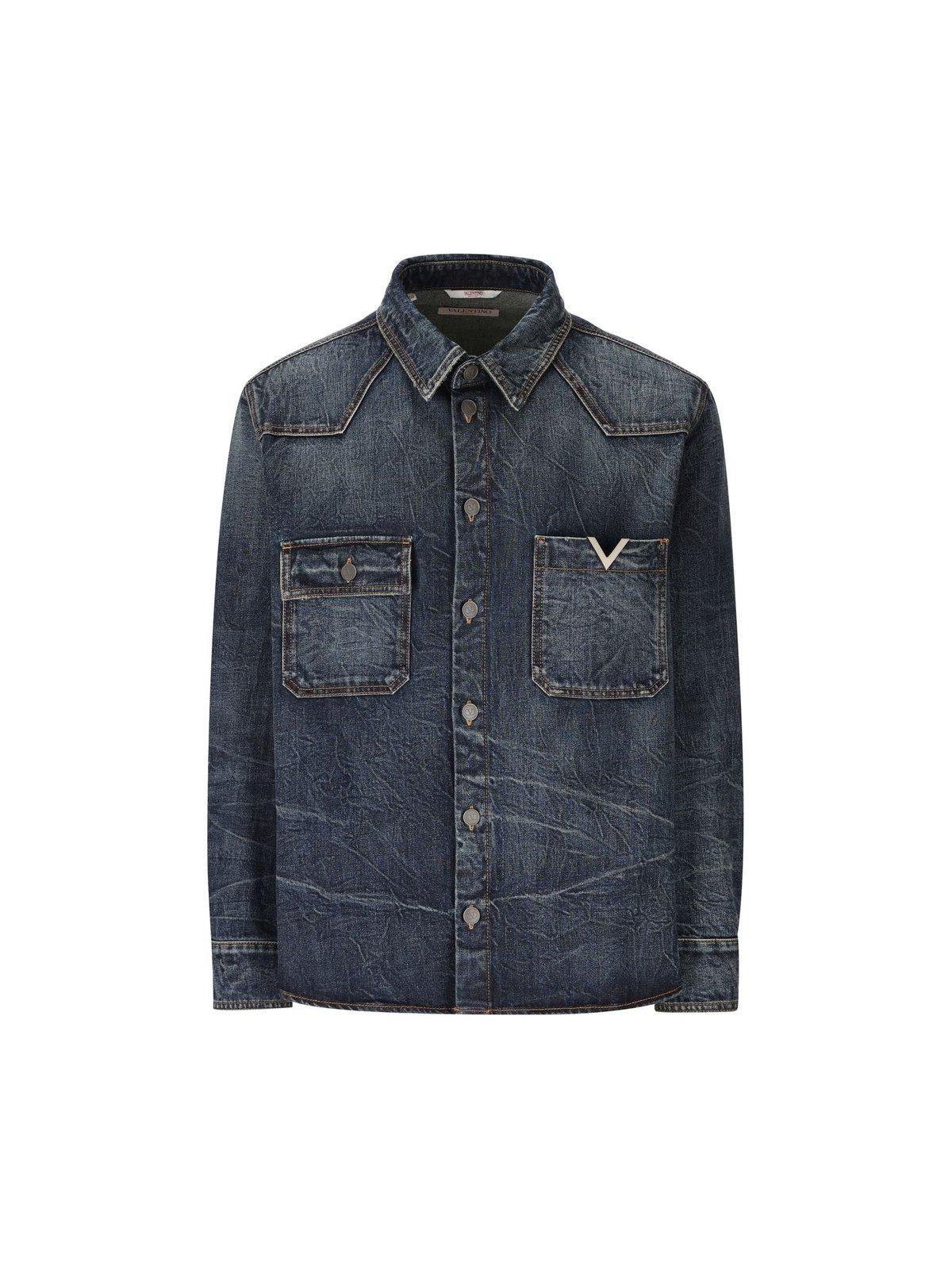 Valentino V-logo Buttoned Denim Jacket