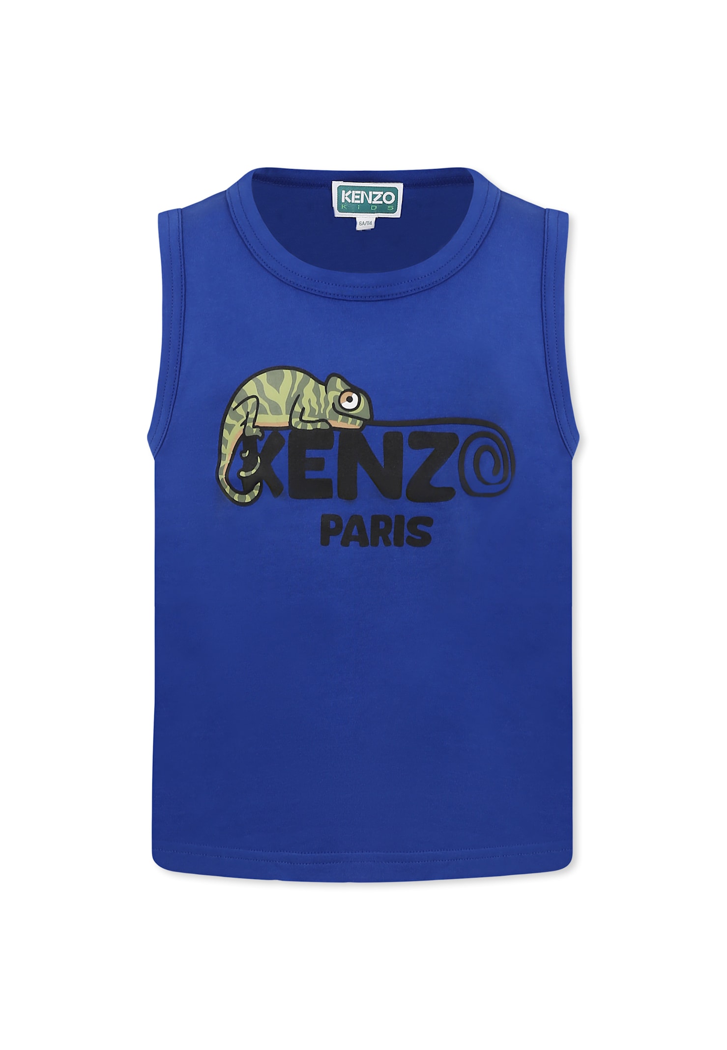 Kenzo Kids Blue Tank Top For Boy With Gecko