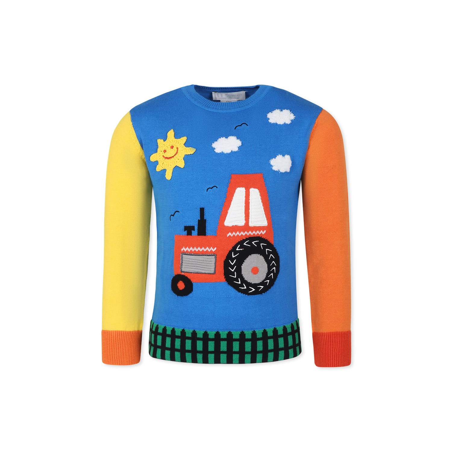 Stella McCartney Kids Light Blue Sweater For Boy With Tractor