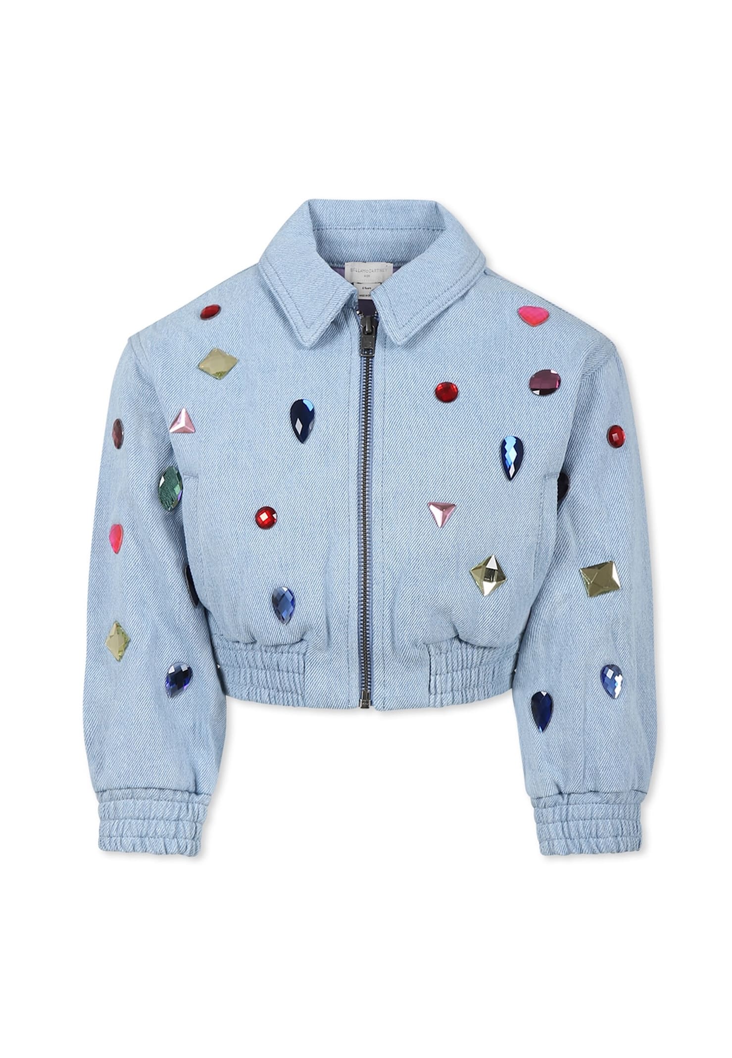 Stella McCartney Kids Light Blue Jacket For Girl With Gems