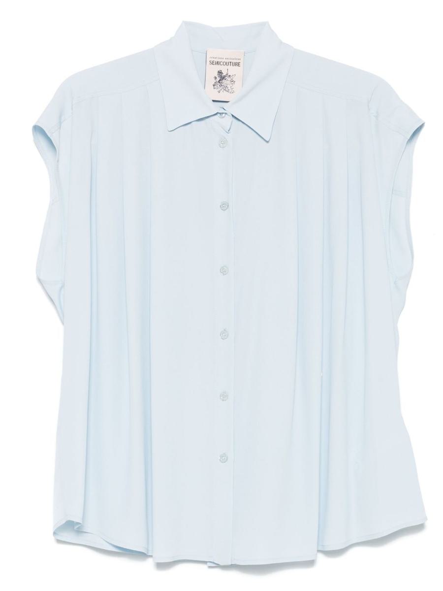 Semicouture Light Blue 'Estebana' Shirt Short-Sleeves