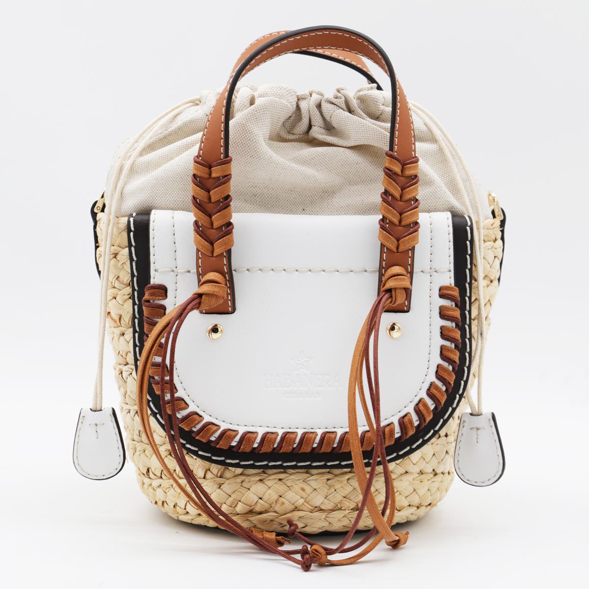 Cuba Lab White Leather Habanera Satchels Bag