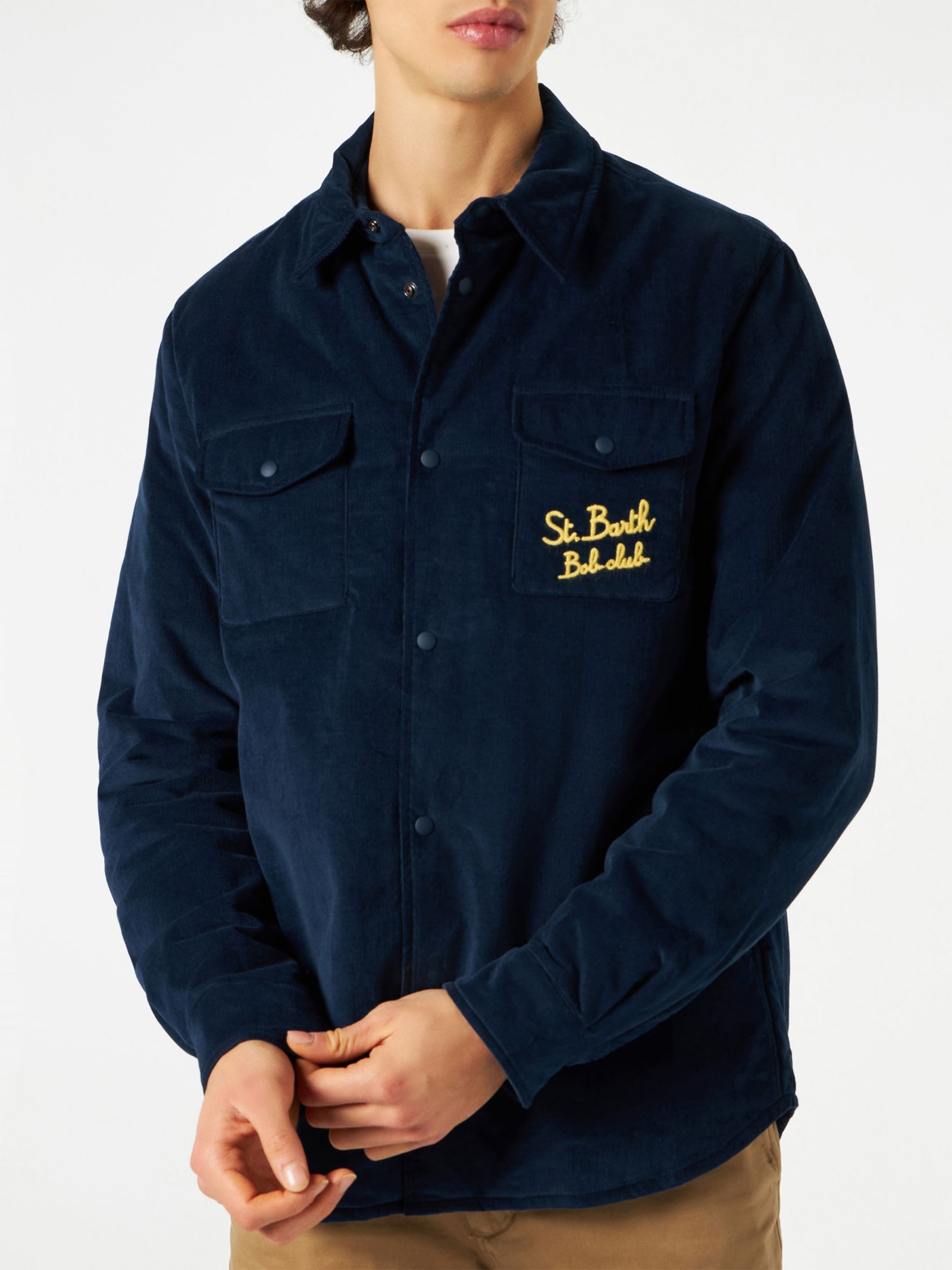 MC2 Saint Barth Overshirt Chalet With Pocket And St. Barth Bob Club Embroidery