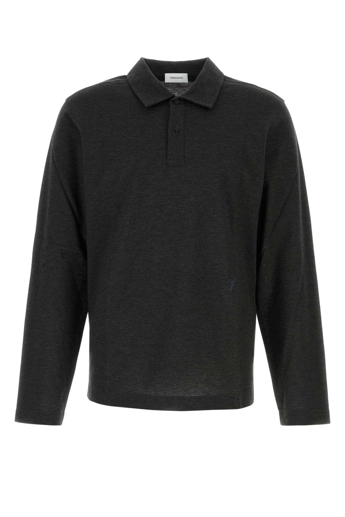 Ferragamo Graphite Cotton Blend Polo Shirt