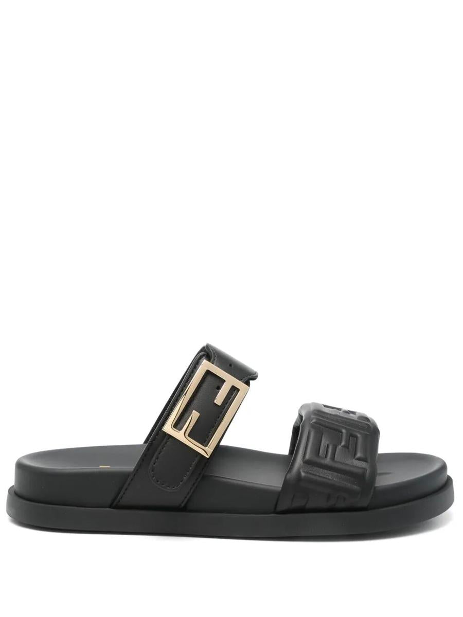Fendi Nappa Leather Feel Double-Band Slides Shoes