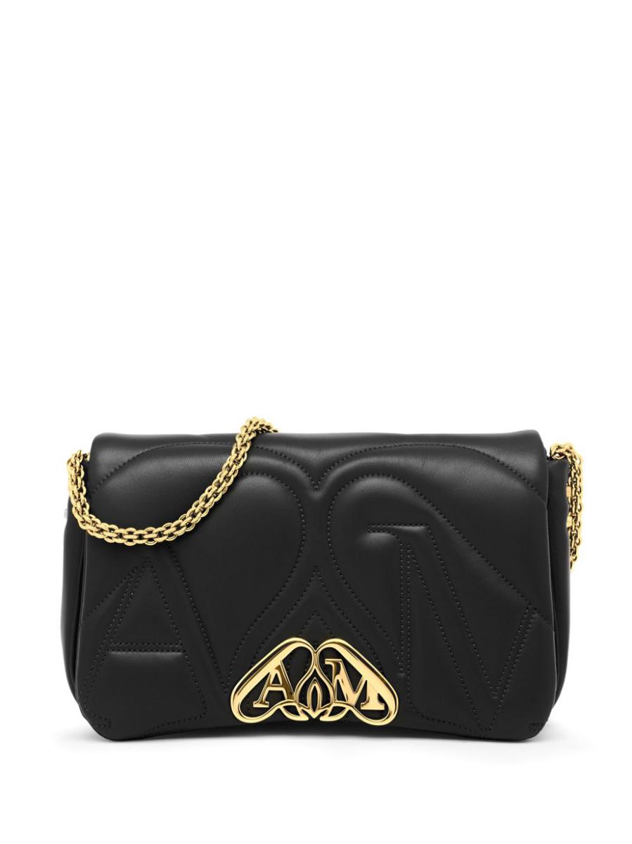Alexander McQueen 印章标志小号皮革斜挎包