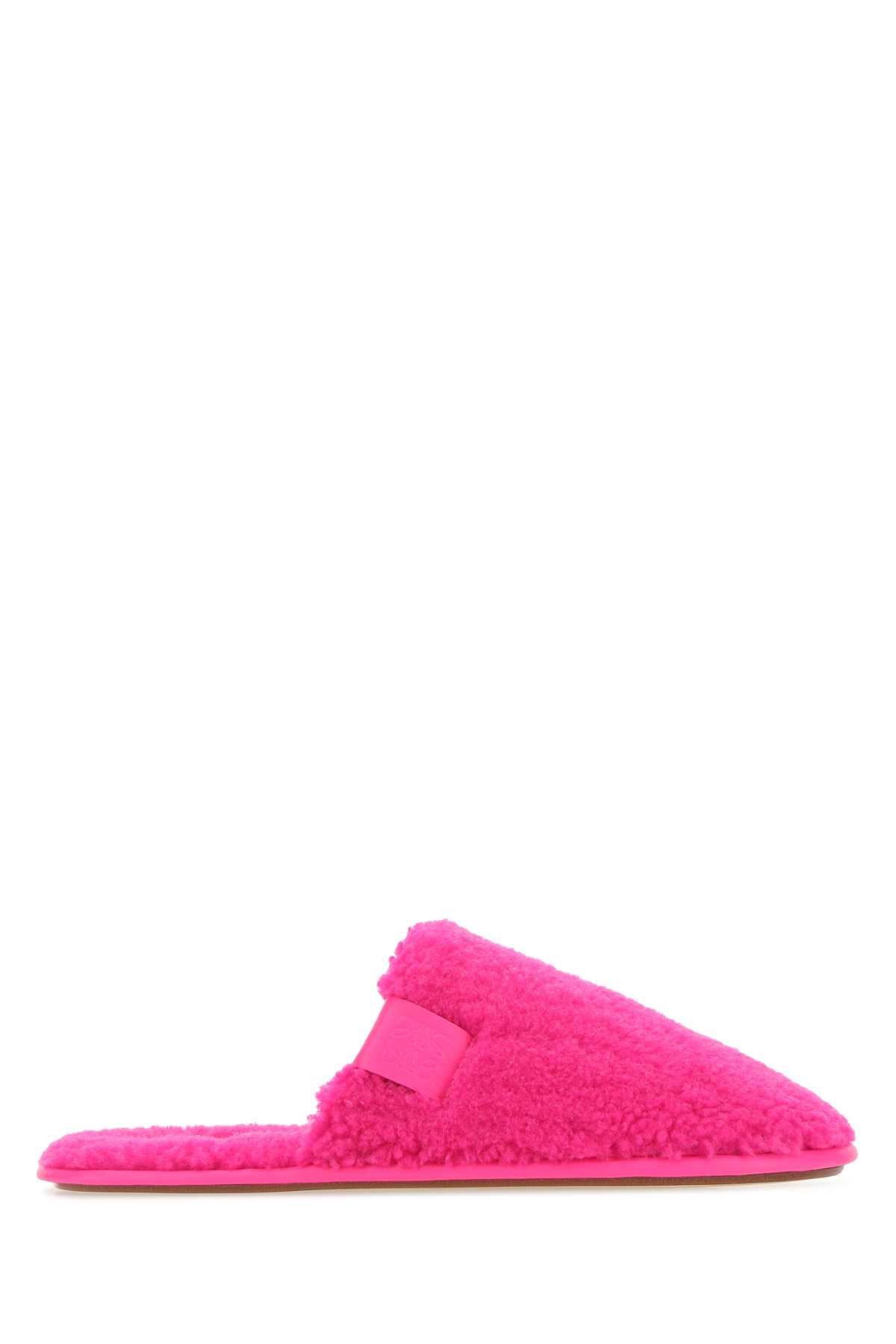 Loewe Fluo Pink Eco Shearling Slippers