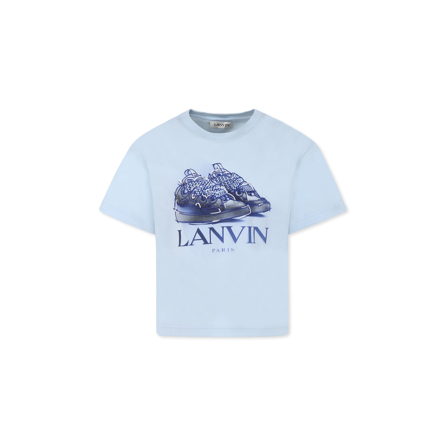 Lanvin Light Blue T-shirt For Boy With Curb Sneakers