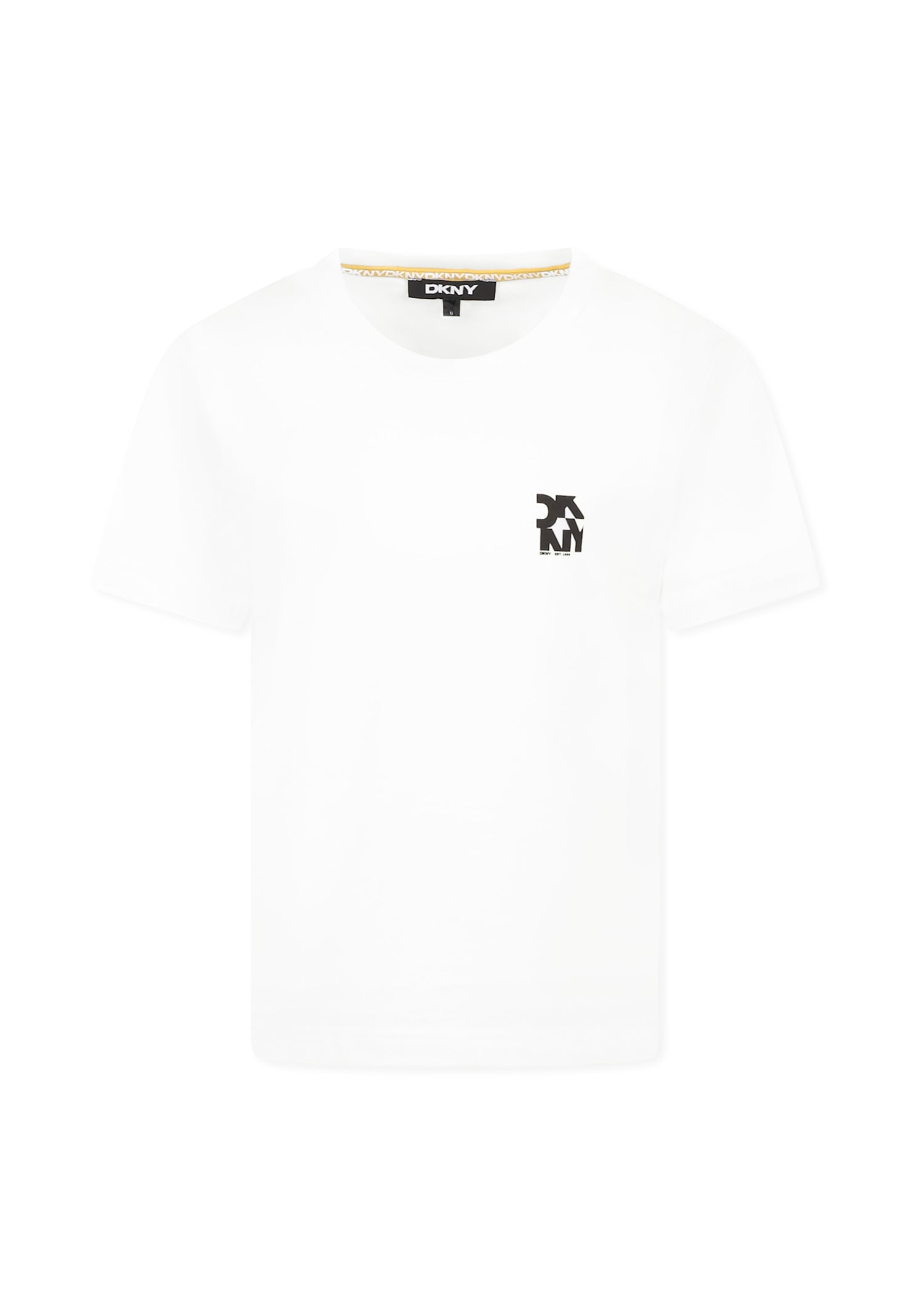 DKNY White T-shirt For Girl With Black Logo