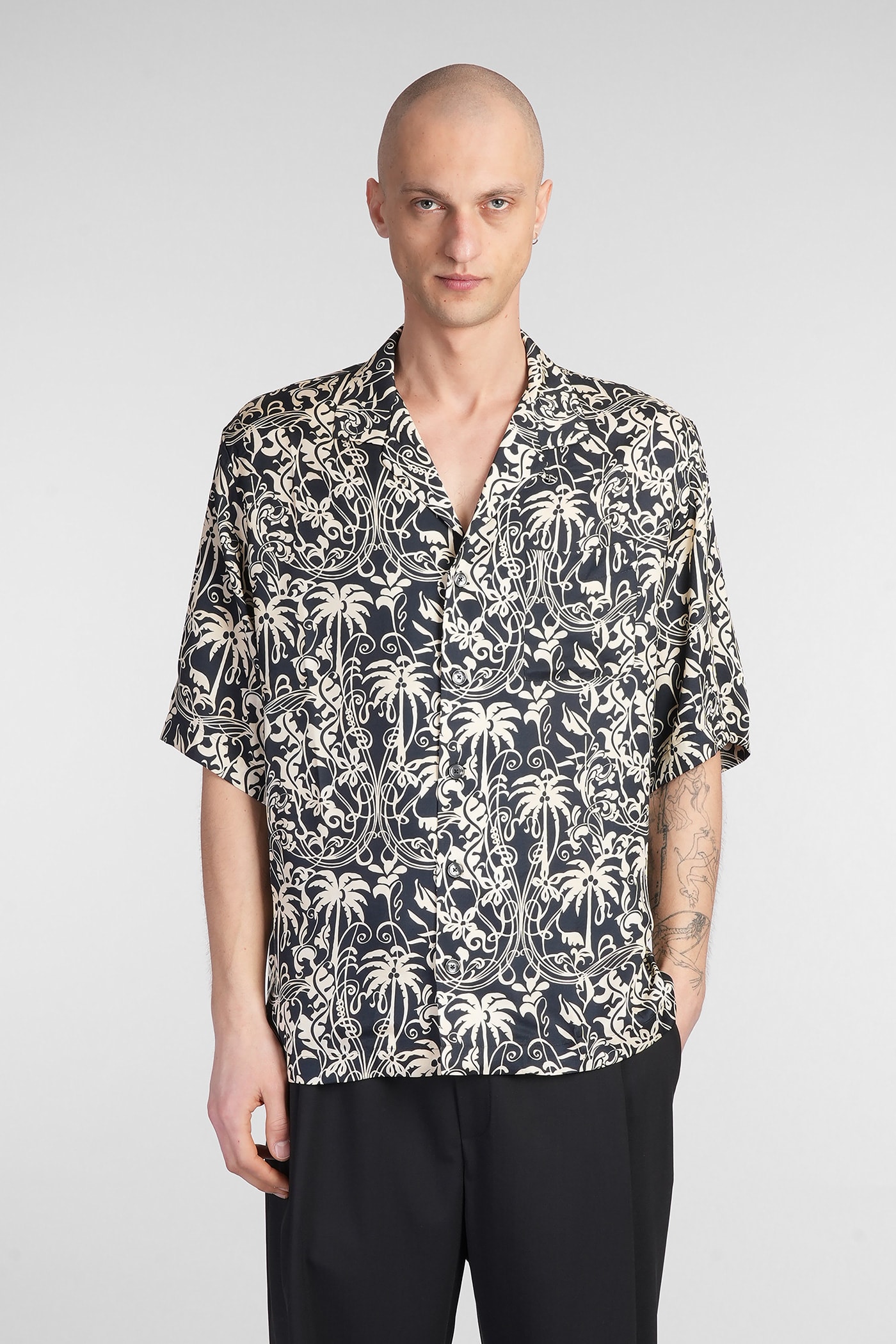 Laneus Shirt In Black Viscose