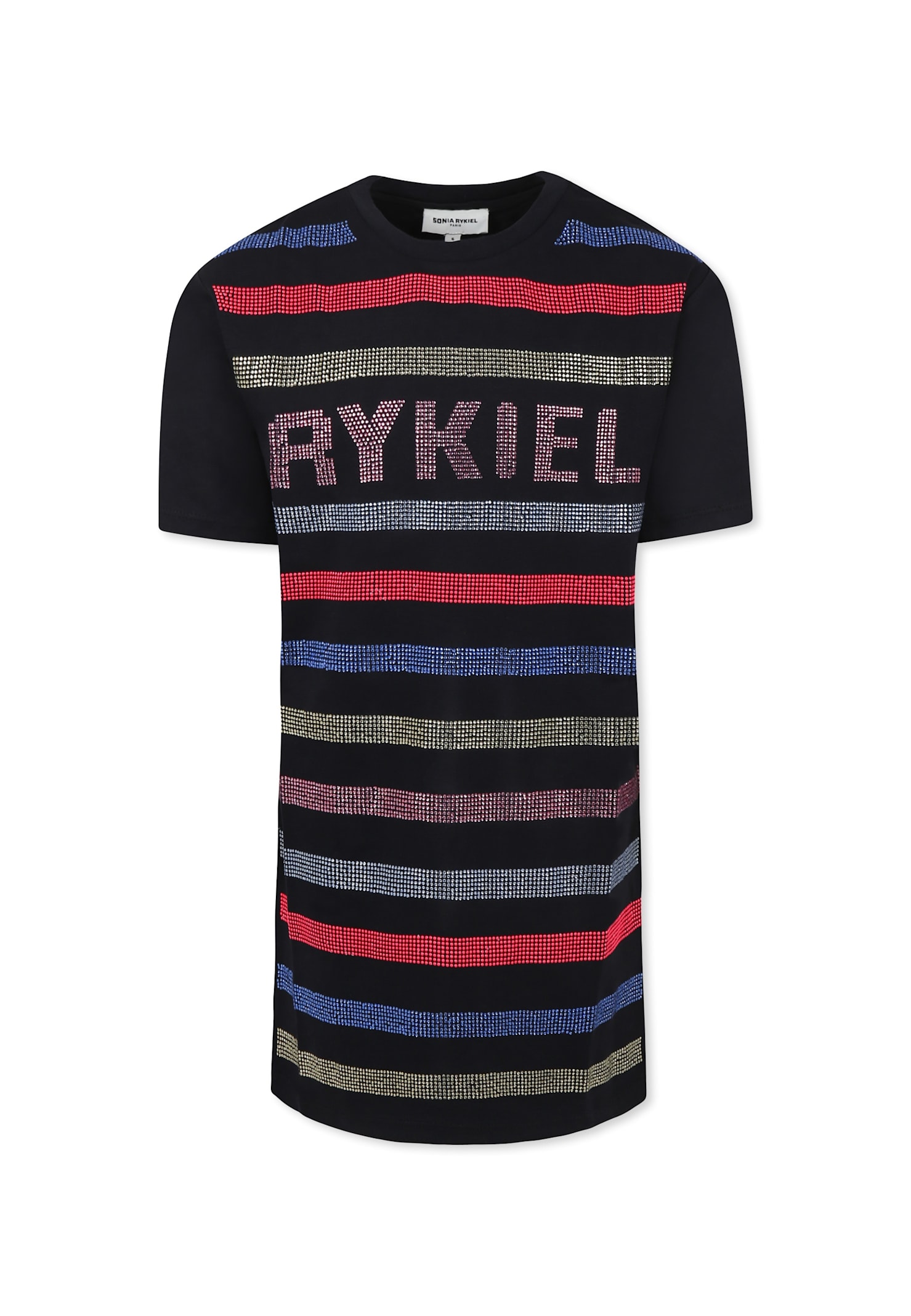 Rykiel Enfant Black Dress For Girl With Logo