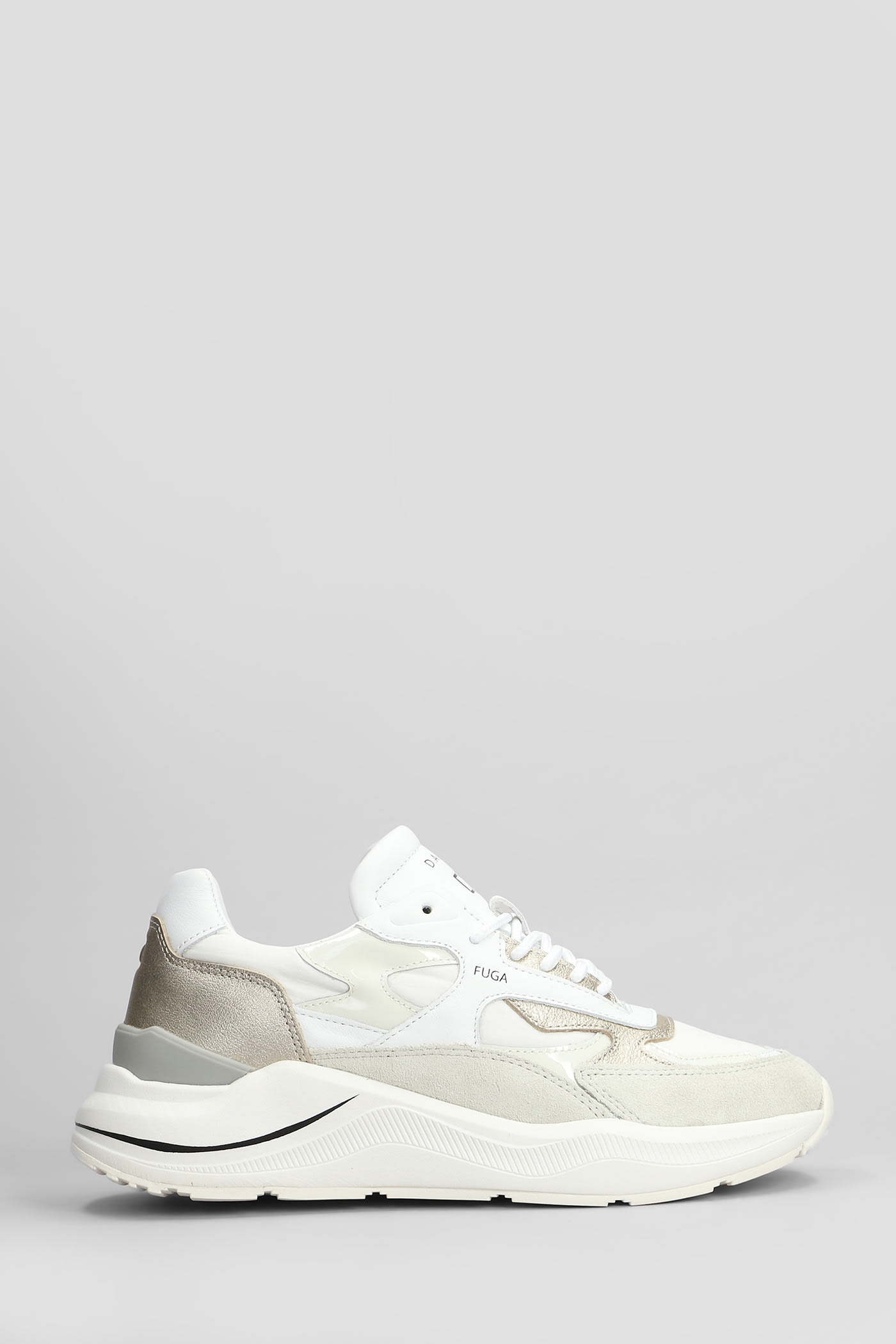 D. A.T. E. Fuga Sneakers In White Suede And Leather